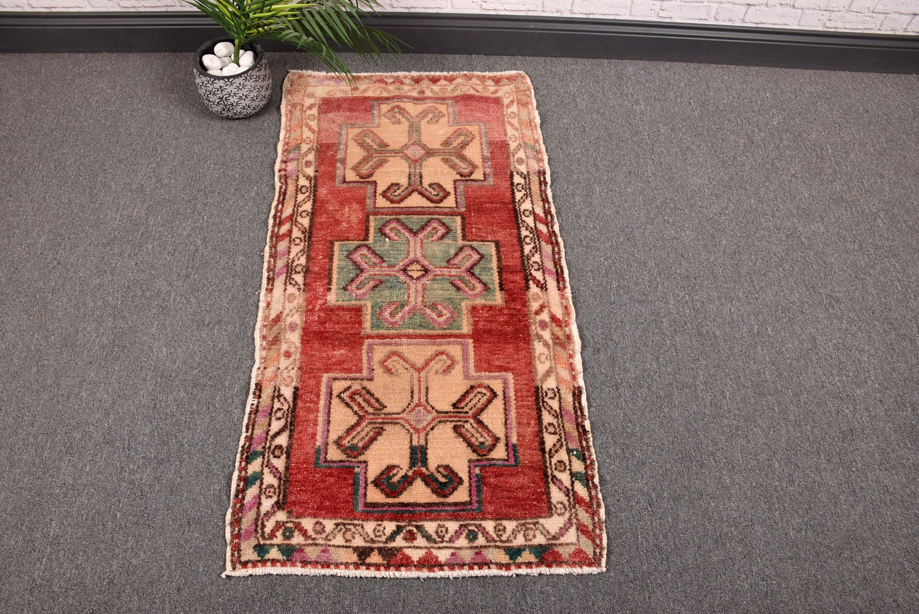 1.9x3.6 ft Küçük Halı, Yatak Odası Halıları, Boho Halı, Bej Açıklama Halısı, Yün Halısı, Türk Halısı, Vintage Halı, Banyo Halıları, Araba Paspas Halısı