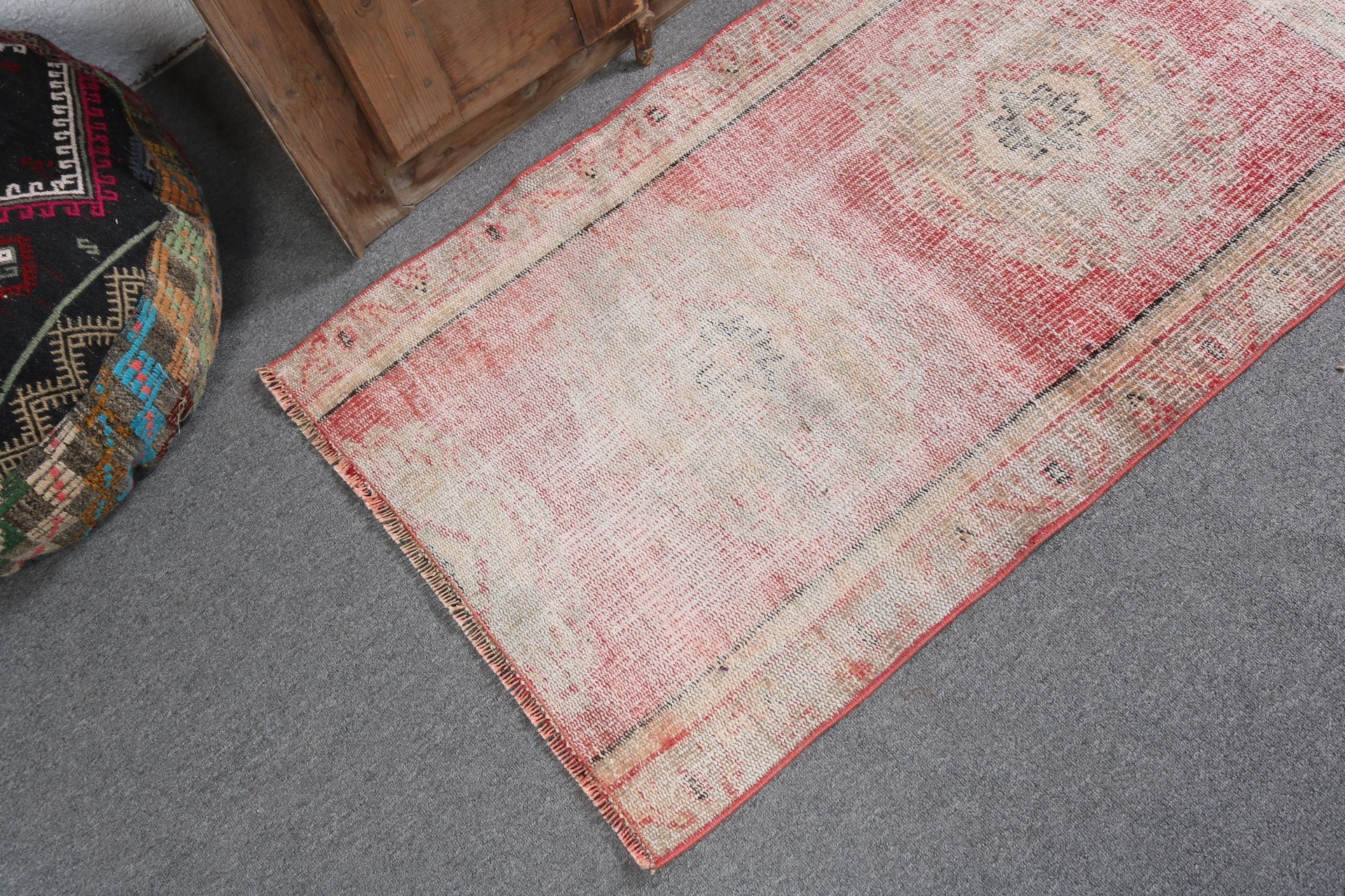 Türk Halısı, 2.3x3.9 ft Küçük Halılar, Egzotik Halı, Anadolu Halısı, Bej Mutfak Halısı, Vintage Halı, Giriş Halısı, Küçük Boho Halıları, Oryantal Halı