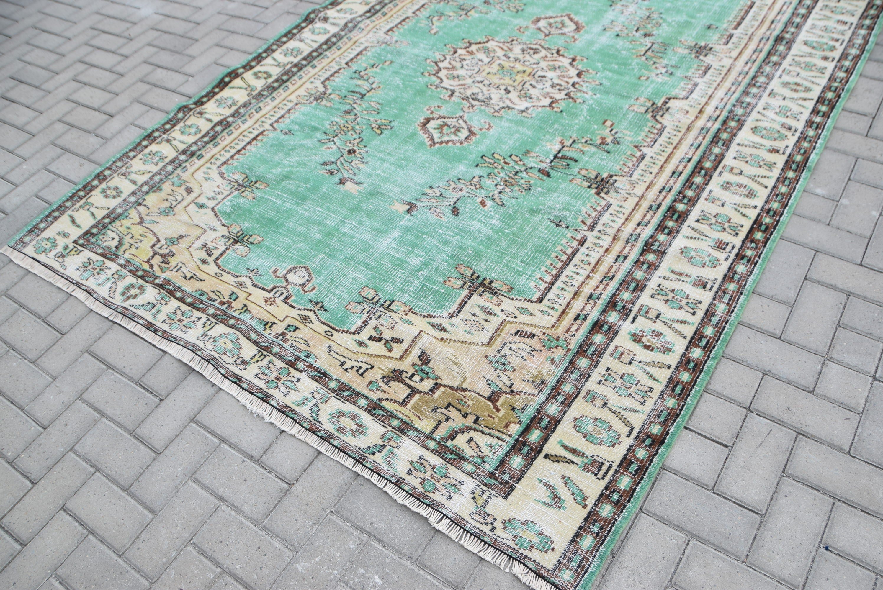 Living Room Rugs, Beige Home Decor Rugs, Turkish Rug, Wool Rug, Salon Rug, 6.3x8.9 ft Large Rug, Vintage Rug, Natural Rugs