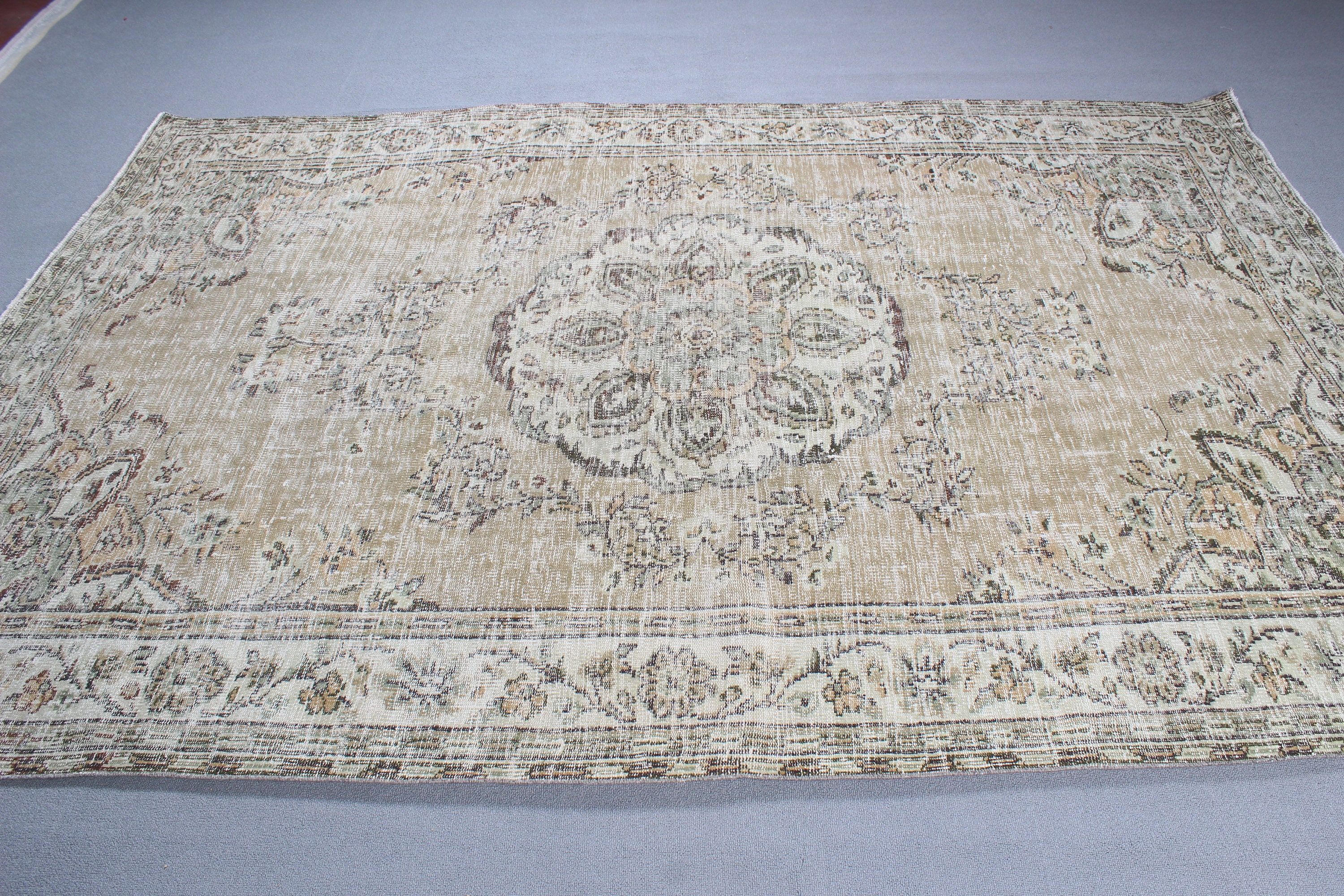 6x9,1 ft Büyük Halı, Türk Halıları, Kahverengi Lüks Halı, Oturma Odası Halısı, Mutfak Halısı, Oushak Halısı, Organik Halılar, Vintage Halılar, Büyük Boho Halıları