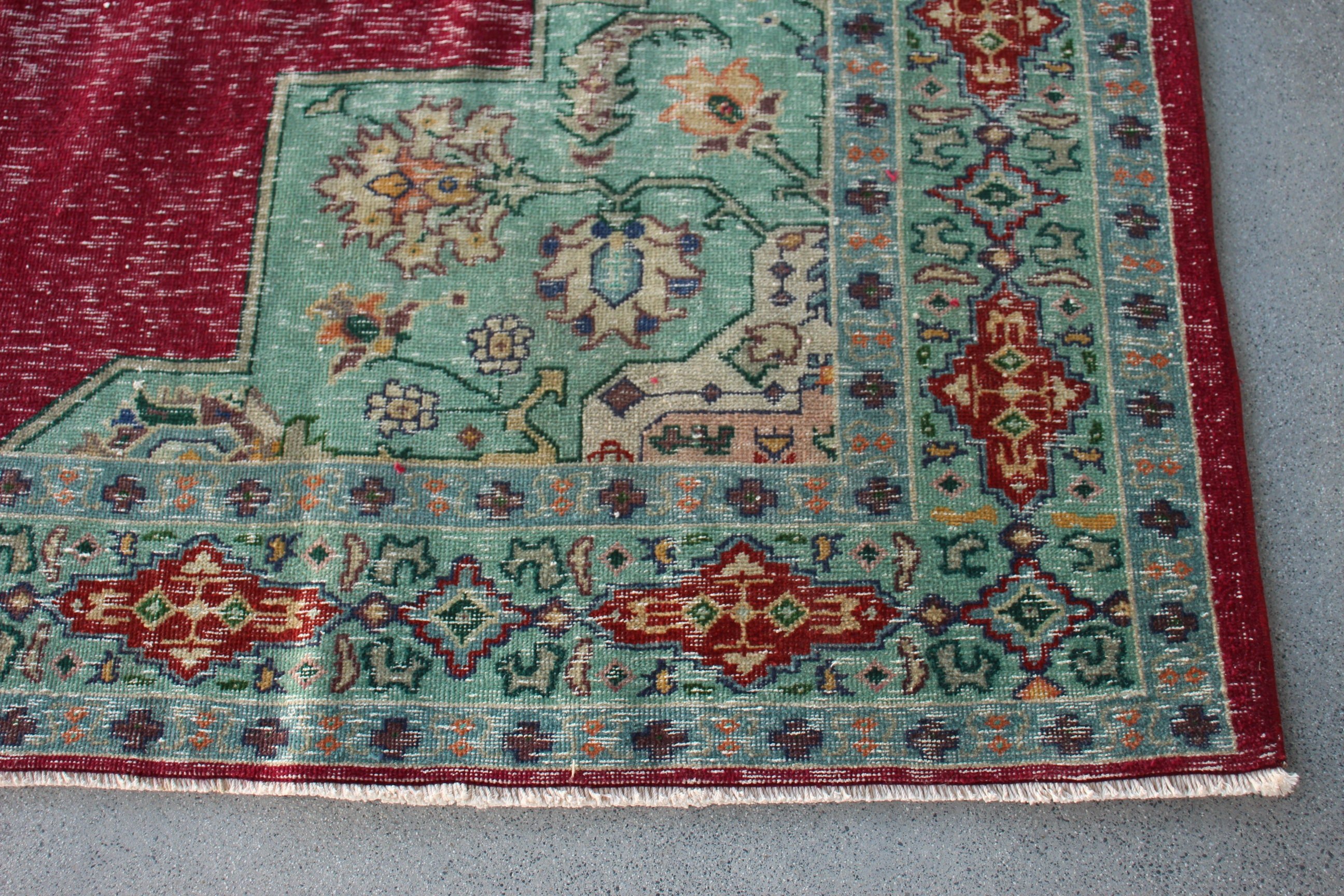 Boho Halı, Salon Halıları, Oryantal Halılar, Büyük Boy Türk Halısı, Vintage Halılar, Türk Halıları, 7.4x10 ft Oversize Halılar, Kırmızı Oryantal Halılar