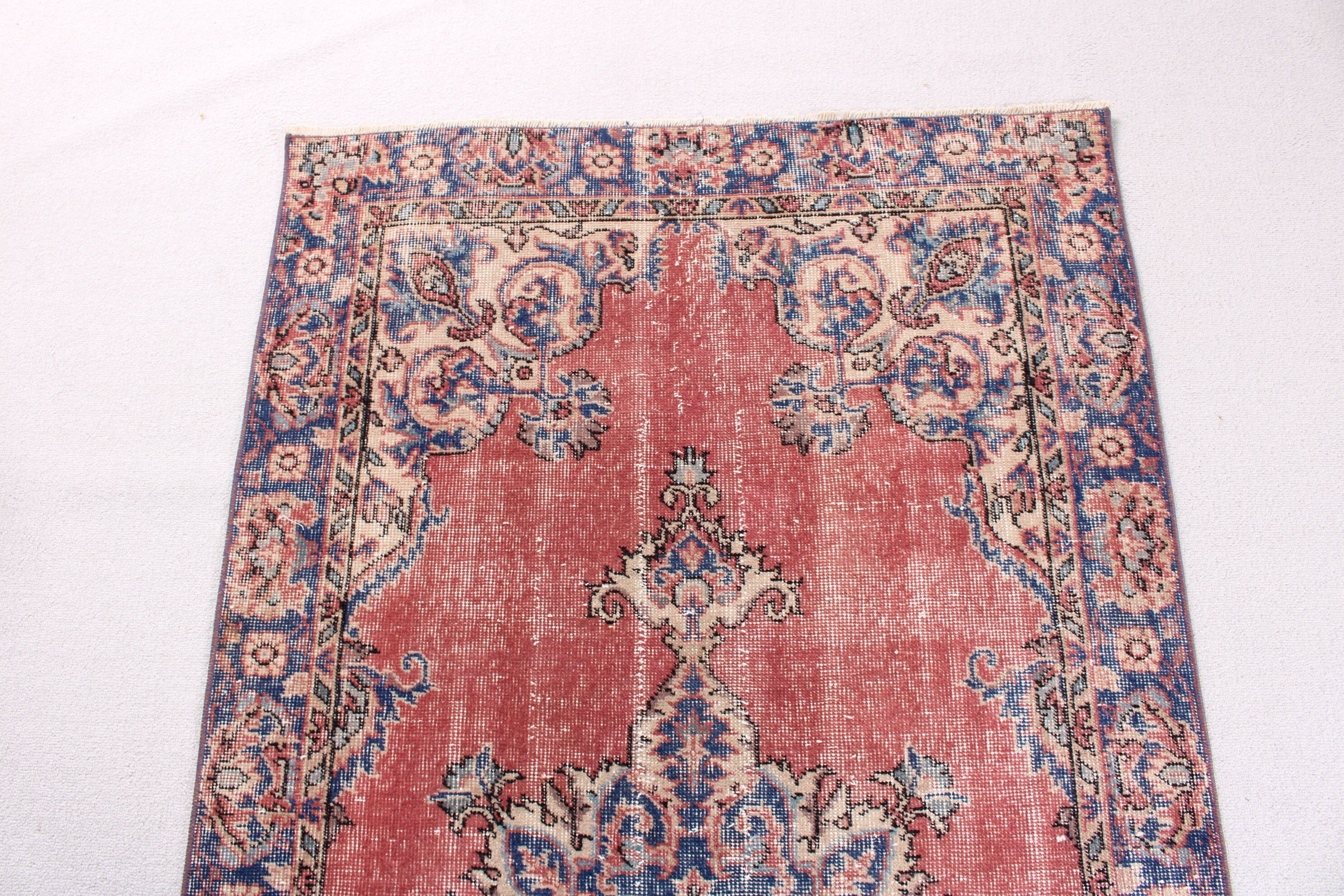 Vintage Rugs, Oriental Rug, Cool Rugs, 3.4x6.8 ft Accent Rug, Red Anatolian Rug, Decorative Rug, Turkish Rugs, Vintage Accent Rug