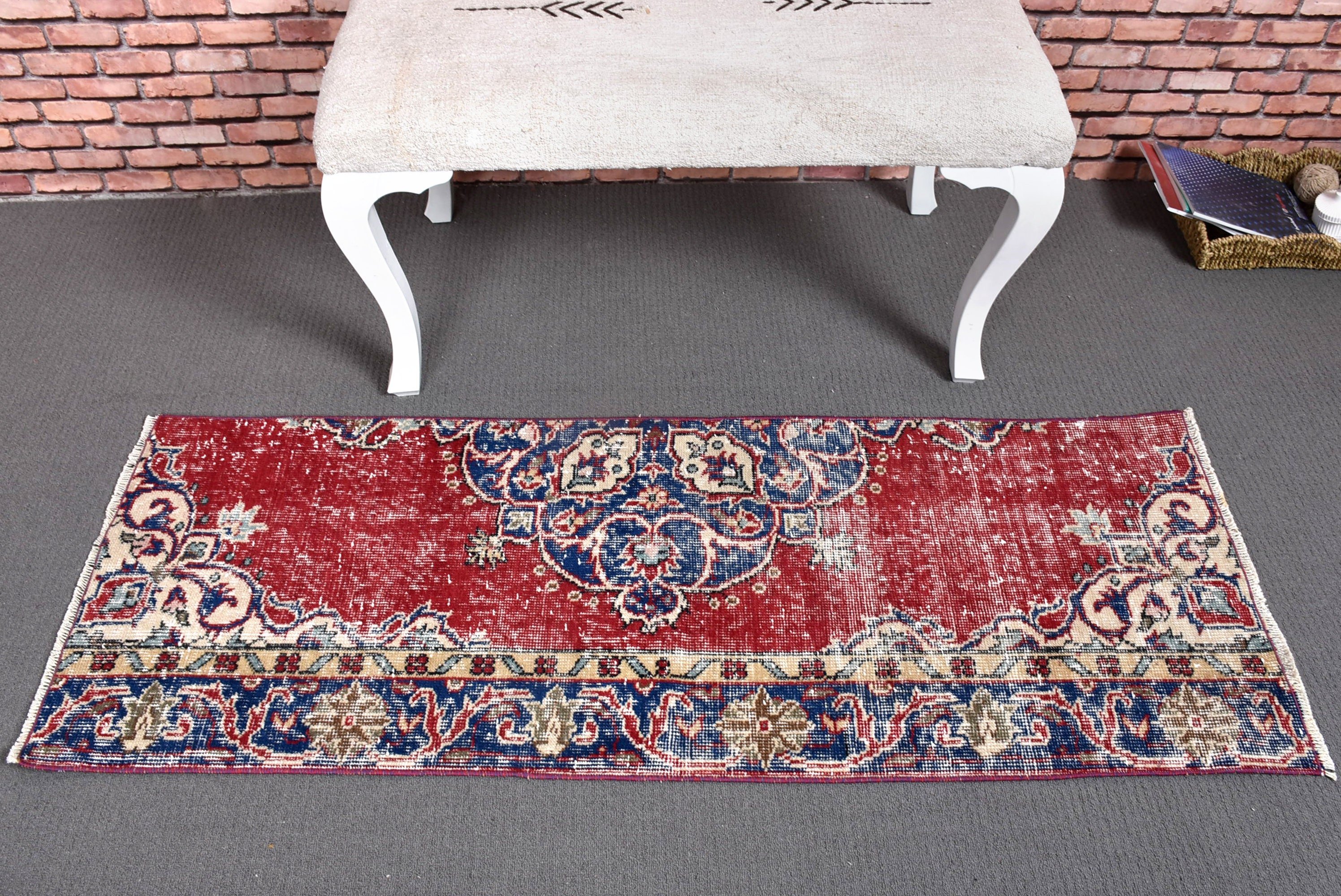 Yün Halılar, Kırmızı Oushak Halı, Ev Dekorasyonu Halıları, Türkiye Halıları, Türk Halısı, Duvara Asılı Halı, Vintage Halılar, Banyo Halıları, 1.8x4.9 ft Küçük Halılar