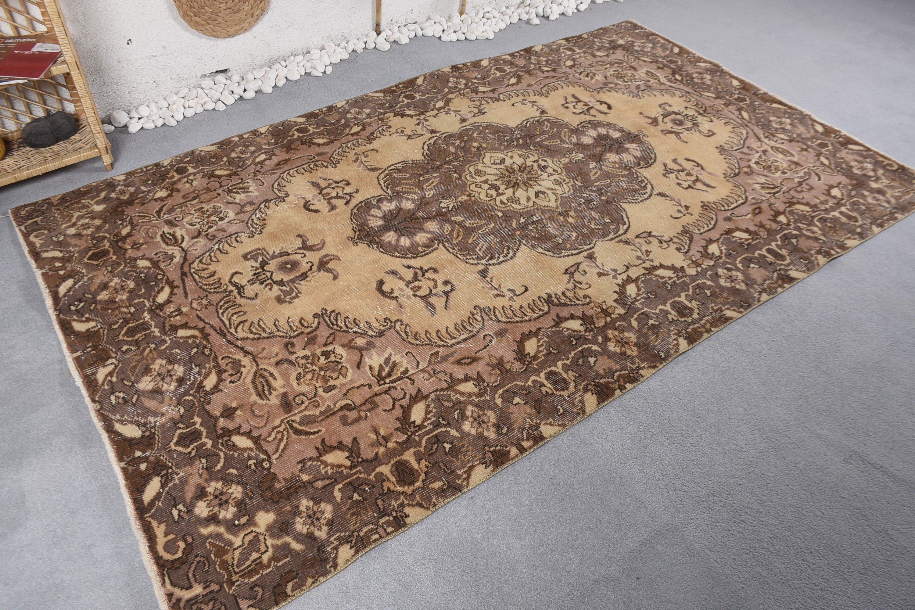 Vintage Halı, Oturma Odası Halısı, Yemek Odası Halısı, Bej Mutfak Halısı, Türk Halısı, 5.3x8.8 ft Büyük Halı, Fas Halıları, Eski Halı, Yatak Odası Halısı