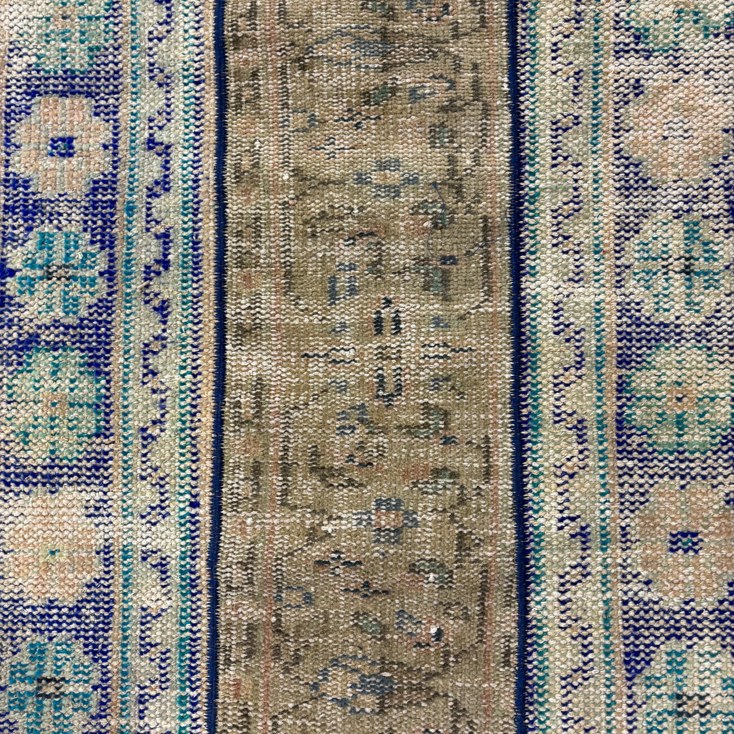 Bedroom Rug, Vintage Rug, Luxury Rug, 2.4x5.8 ft Small Rug, Oushak Rugs, Rugs for Car Mat, Blue Luxury Rug, Turkish Rugs, Kitchen Rug