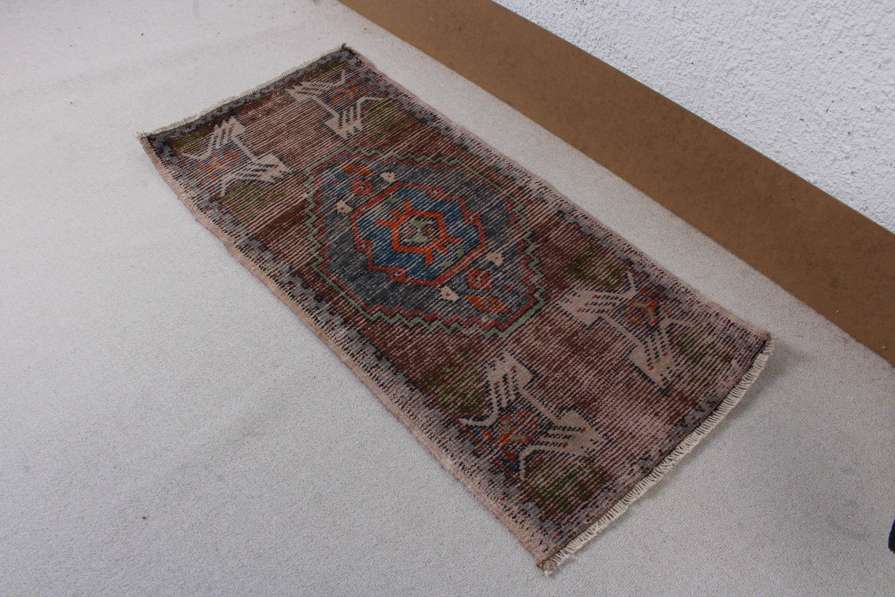 Wall Hanging Rug, Kitchen Rugs, Turkish Rug, Vintage Rug, Small Vintage Rugs, Boho Rug, Brown Cool Rug, 1.6x3.4 ft Small Rugs