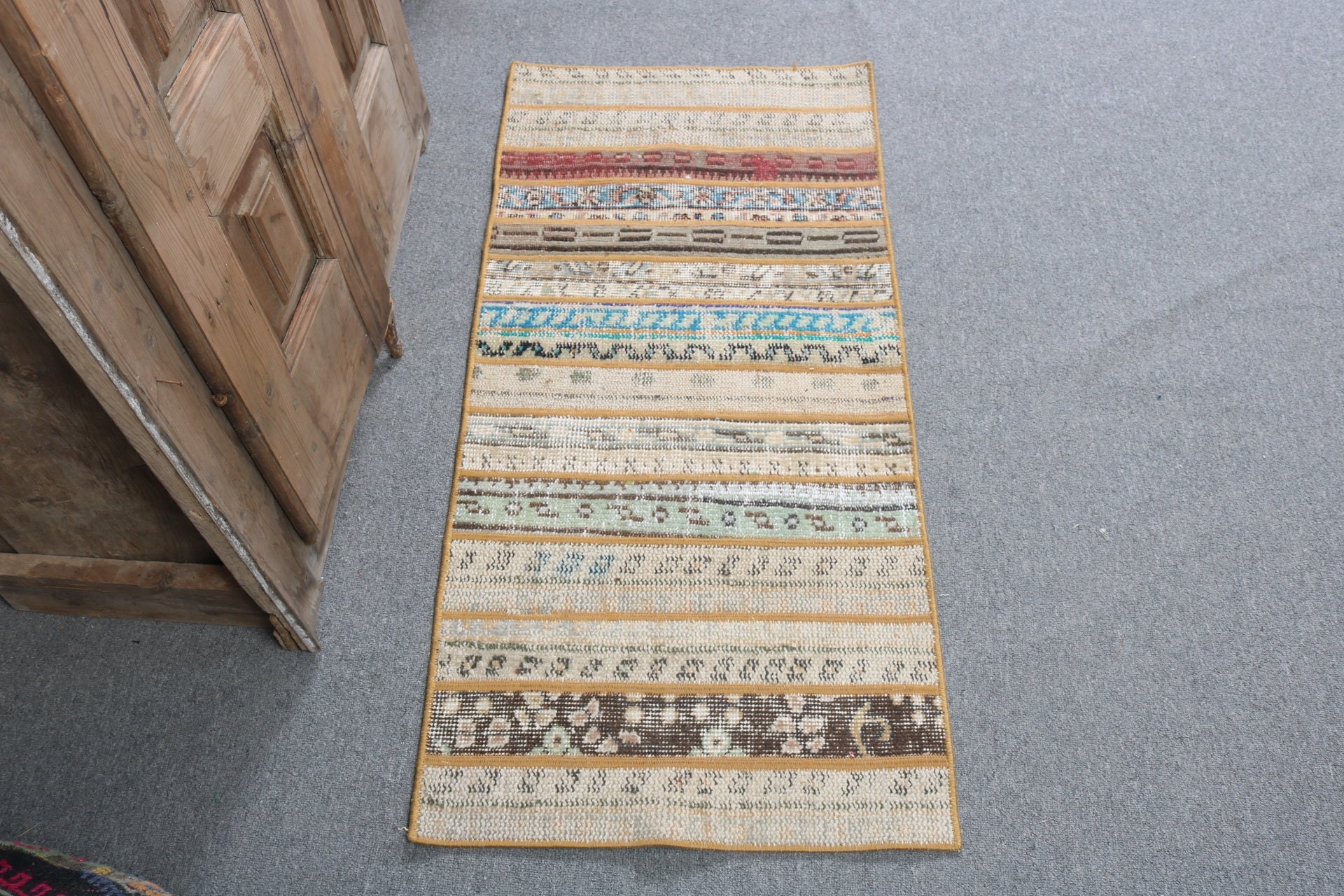 Bathroom Rugs, Beige Kitchen Rugs, Luxury Rugs, Handmade Rug, Boho Rugs, 1.8x3.9 ft Small Rugs, Door Mat Rugs, Vintage Rug, Turkish Rug