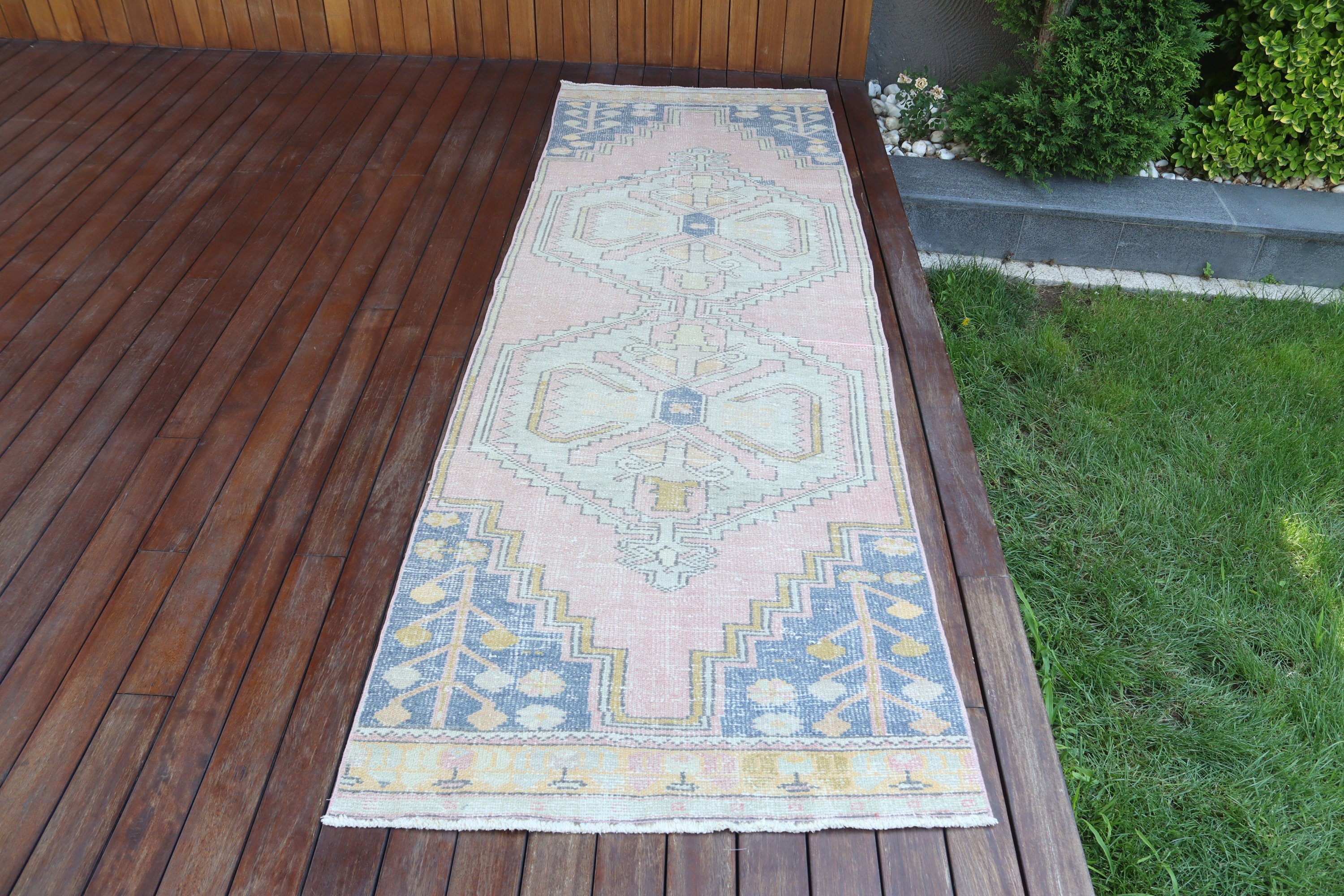 Lüks Halılar, Oushak Halısı, Vintage Halı, Mutfak Halıları, 2,9x8,9 ft Runner Halısı, Yün Halıları, Türk Halısı, Pembe Boho Halıları, Koridor Halıları