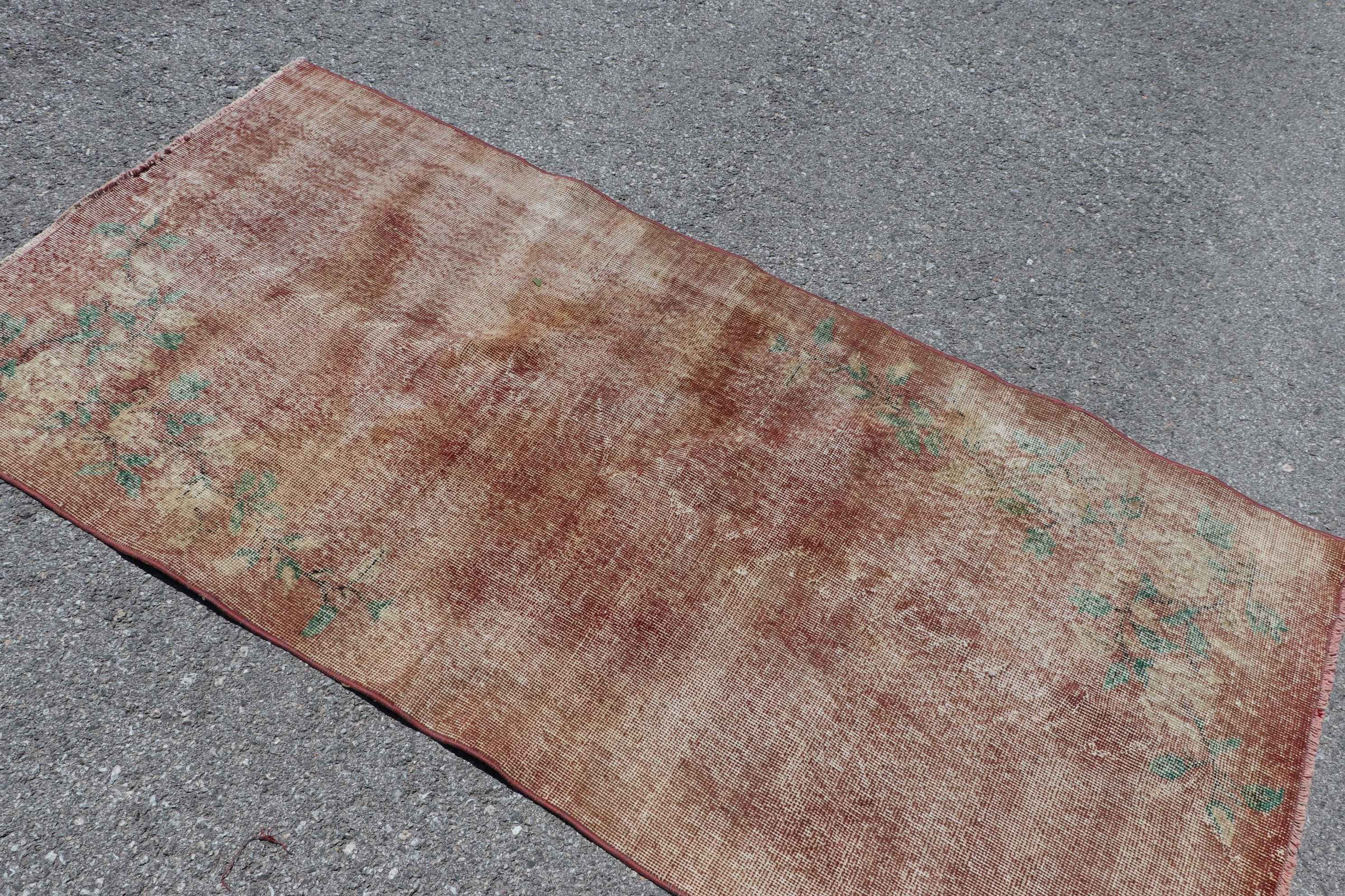 Home Decor Rug, Turkish Rugs, 3.3x6.6 ft Accent Rugs, Vintage Rugs, Kitchen Rug, Floor Rugs, Boho Rug, Orange Antique Rugs, Bedroom Rugs