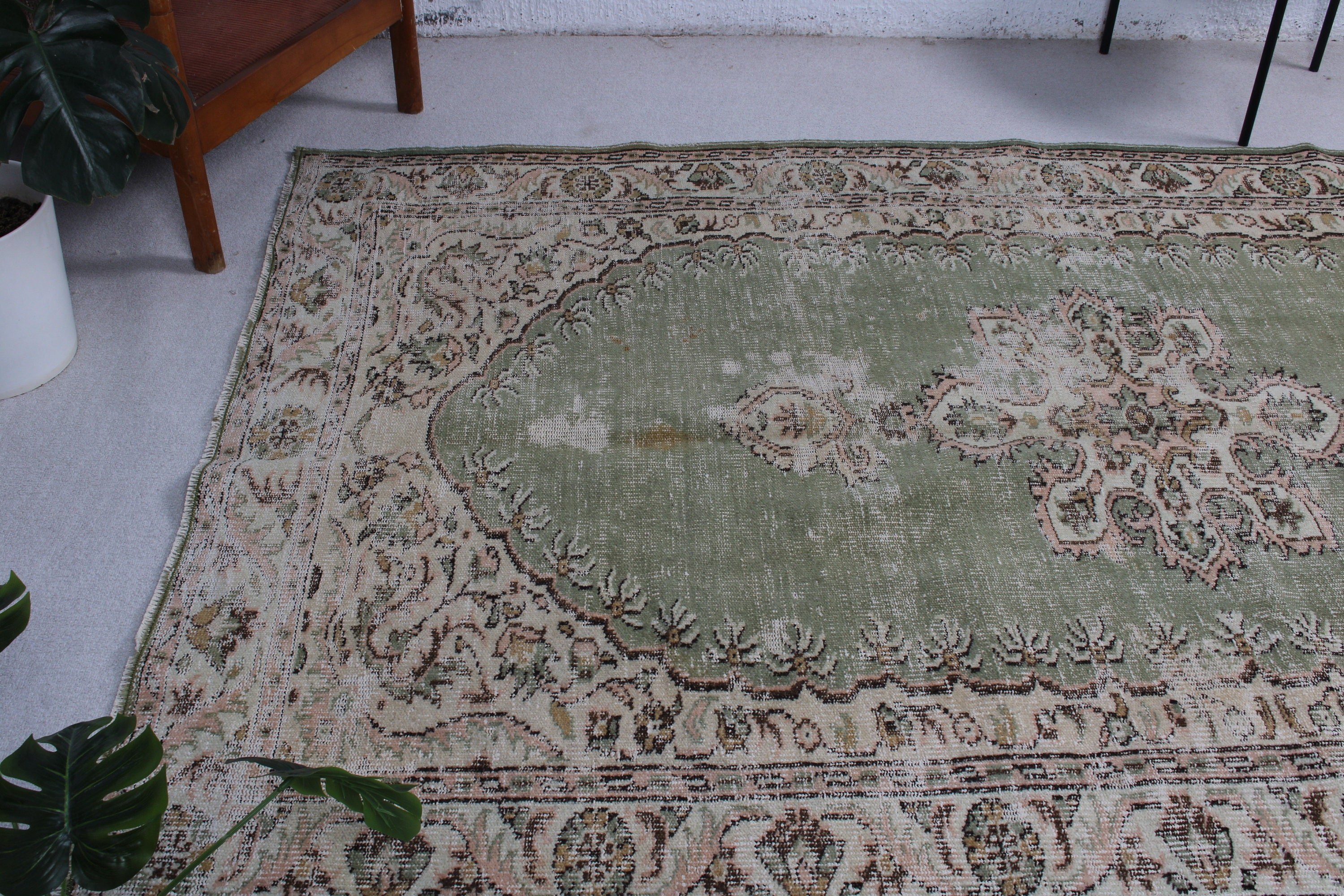 Büyük Oushak Halı, Büyük Oushak için Halılar, Yatak Odası Halısı, Vintage Halılar, Oushak Halıları, Türk Halıları, Kahverengi 5.6x8.7 ft Büyük Halılar