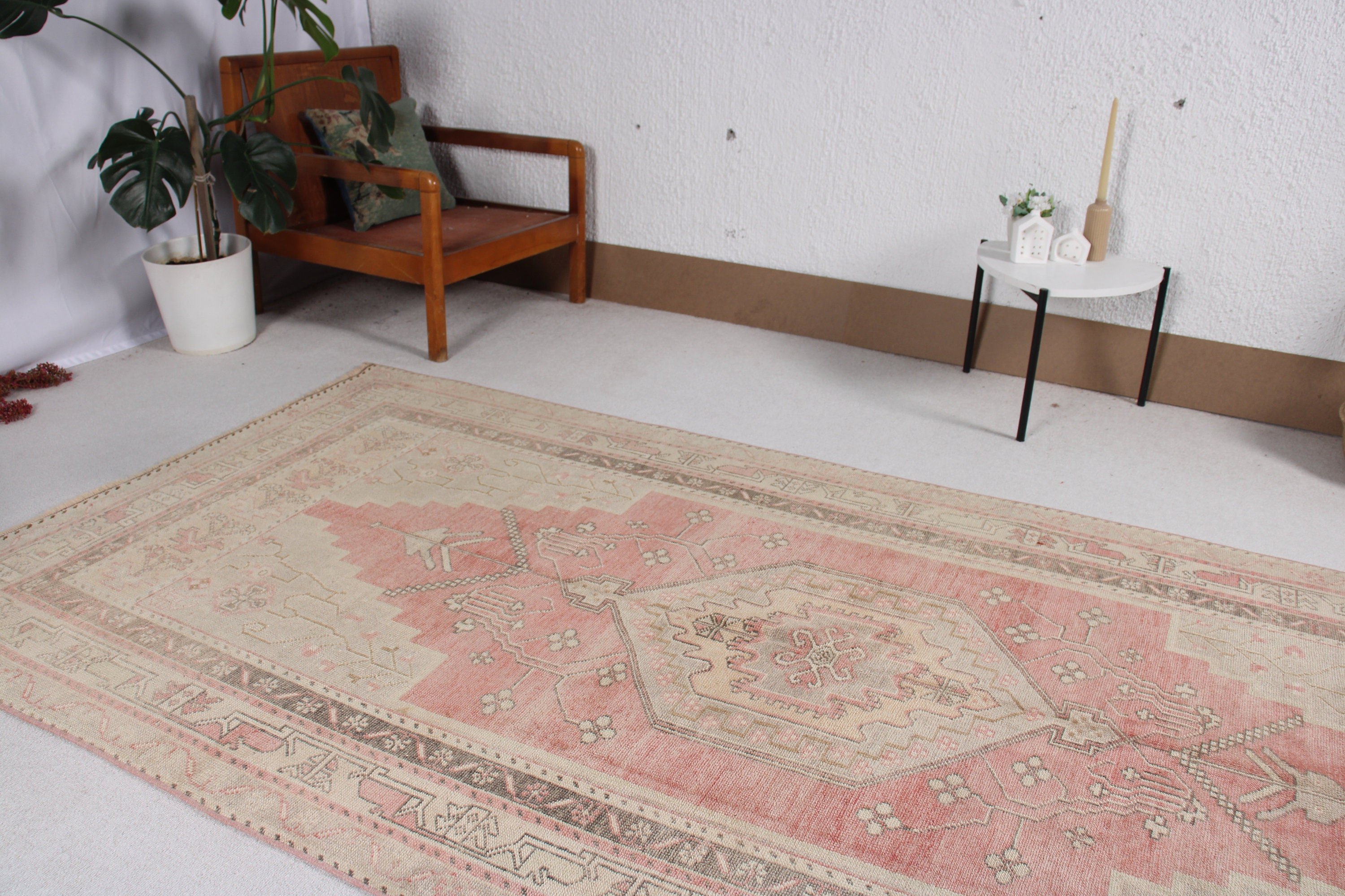 Ev Dekorasyonu Halıları, Büyük Oushak Halıları, Büyük Boho Halıları, Türk Halısı, Vintage Halı, Nötr Halı, Bej Mutfak Halısı, 4,5x9,4 ft Büyük Halı