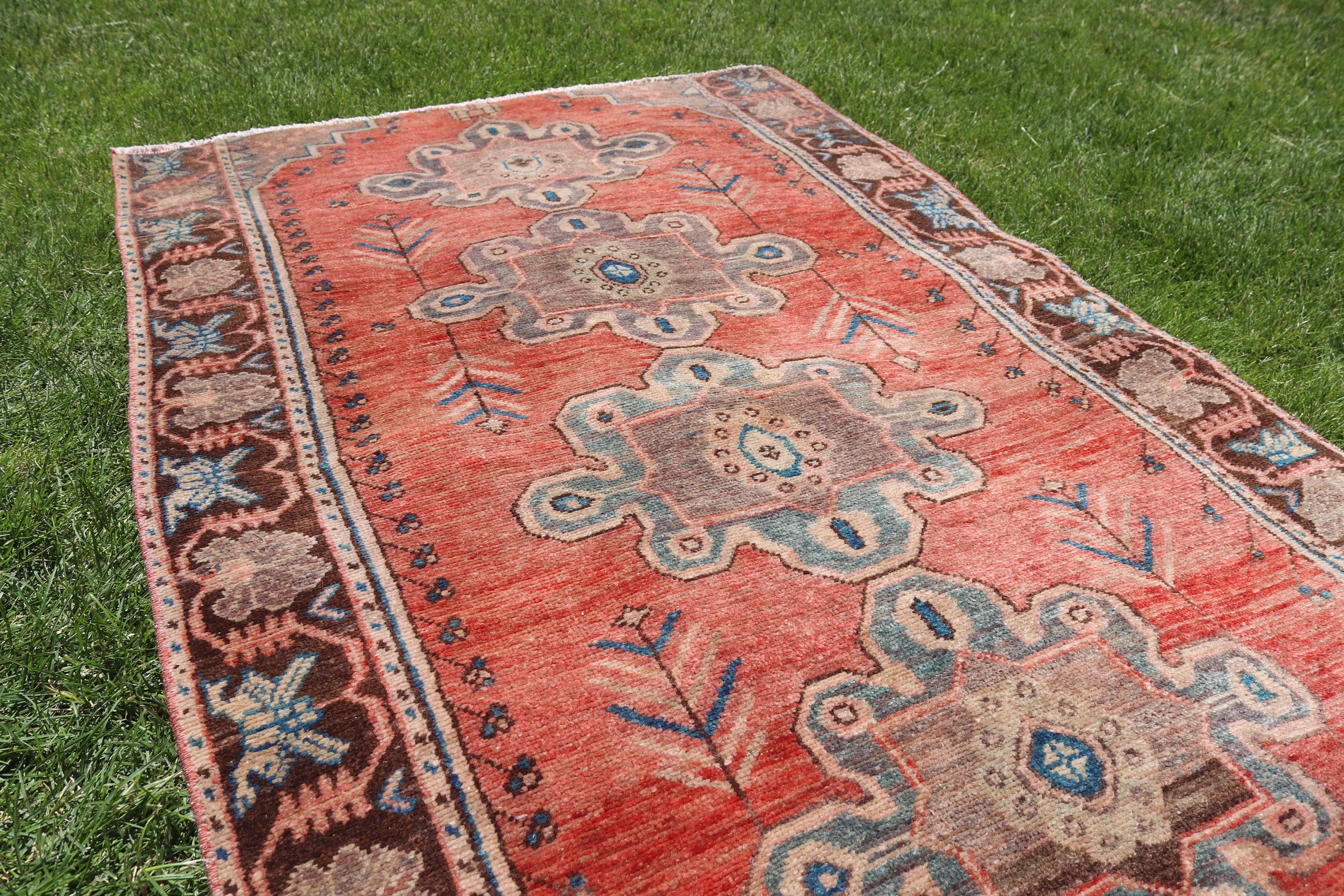 Turuncu Boho Halı, Açıklama Halıları, Duvara Asılı Halı, Küçük Boho Halıları, Vintage Halılar, Türk Halısı, 3.1x4.7 ft Küçük Halılar, Nötr Halılar