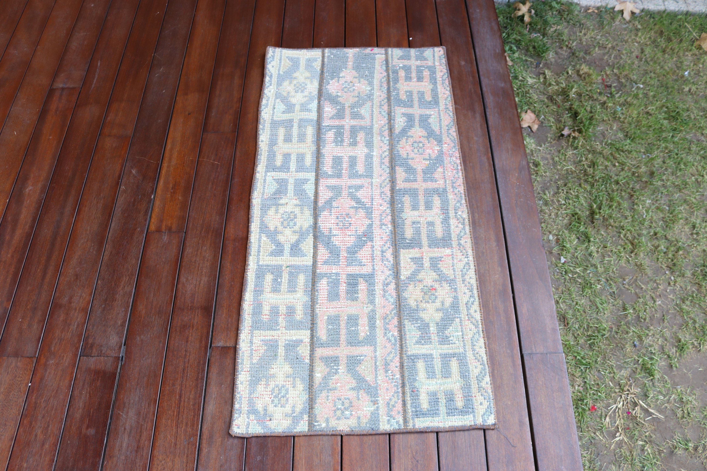 Blue Modern Rug, Bathroom Rug, Turkish Rug, Geometric Rugs, Nursery Rug, Aesthetic Rugs, Vintage Rugs, 1.7x3.5 ft Small Rugs