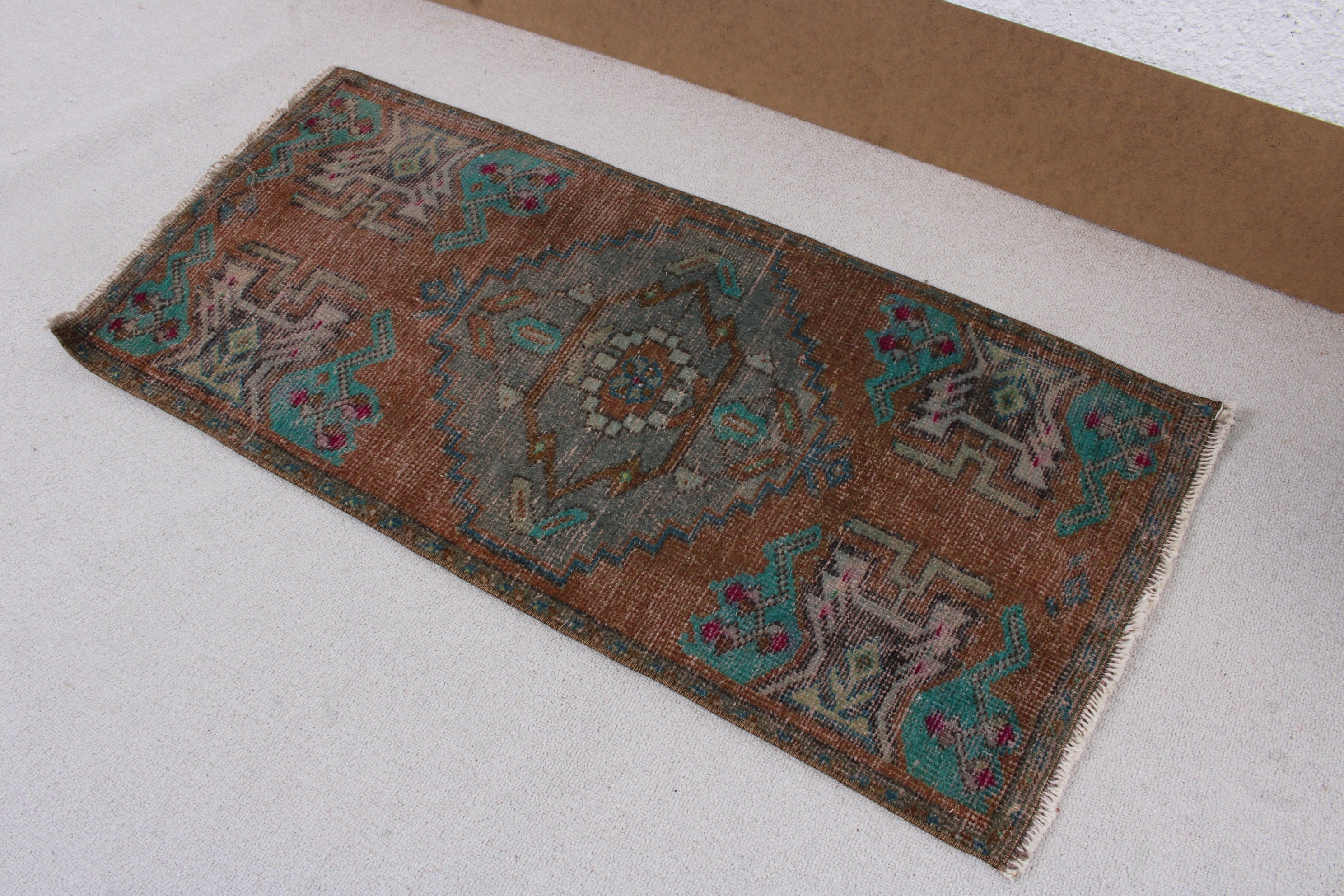 Wall Hanging Rug, Small Vintage Rugs, Handwoven Rugs, Brown Flatweave Rugs, Statement Rug, Turkish Rug, 1.6x3.4 ft Small Rugs, Vintage Rugs