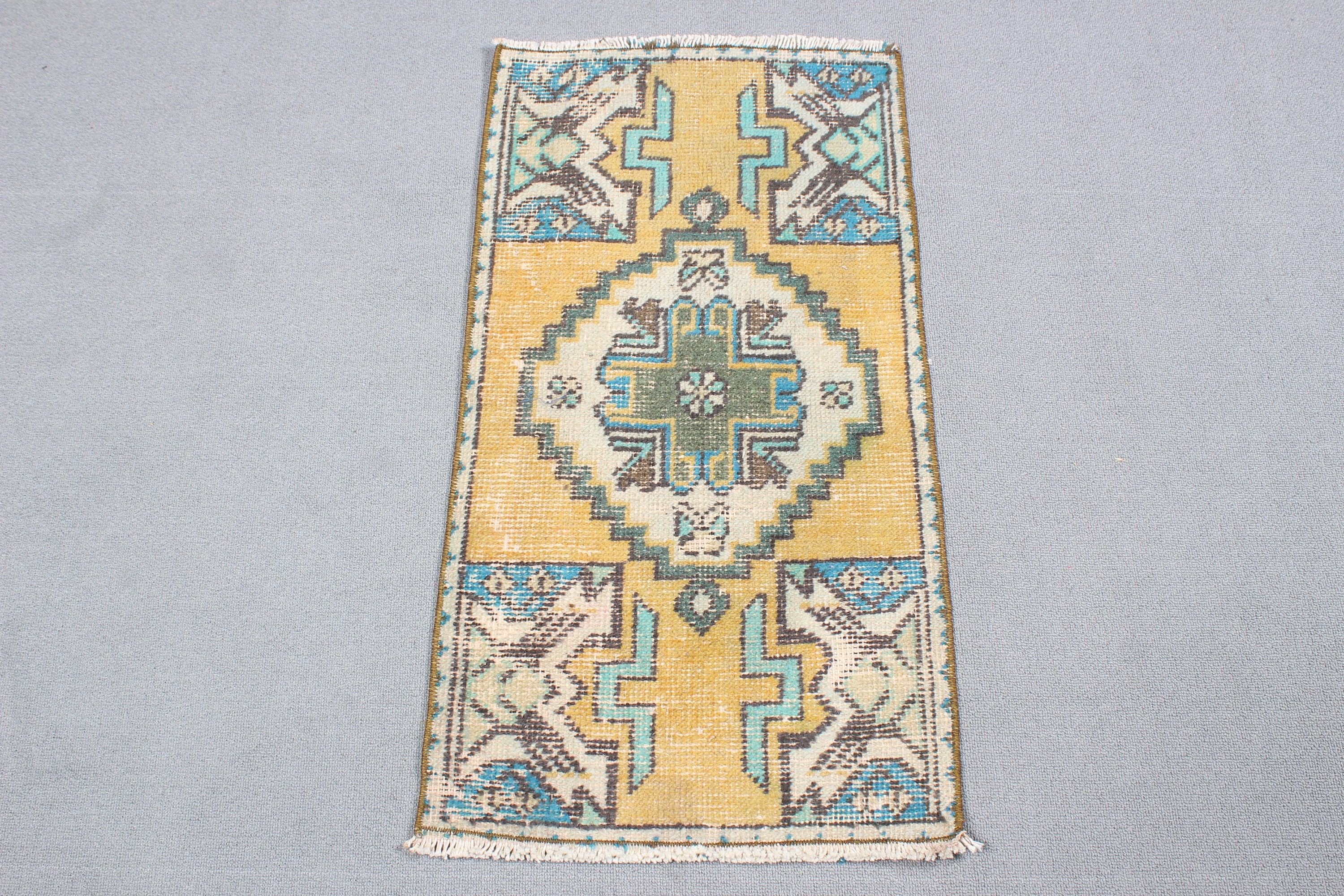 Nursery Rugs, Yellow Home Decor Rugs, 1.5x2.8 ft Small Rugs, Vintage Rug, Small Vintage Rugs, Turkish Rugs, Luxury Rug, Statement Rugs