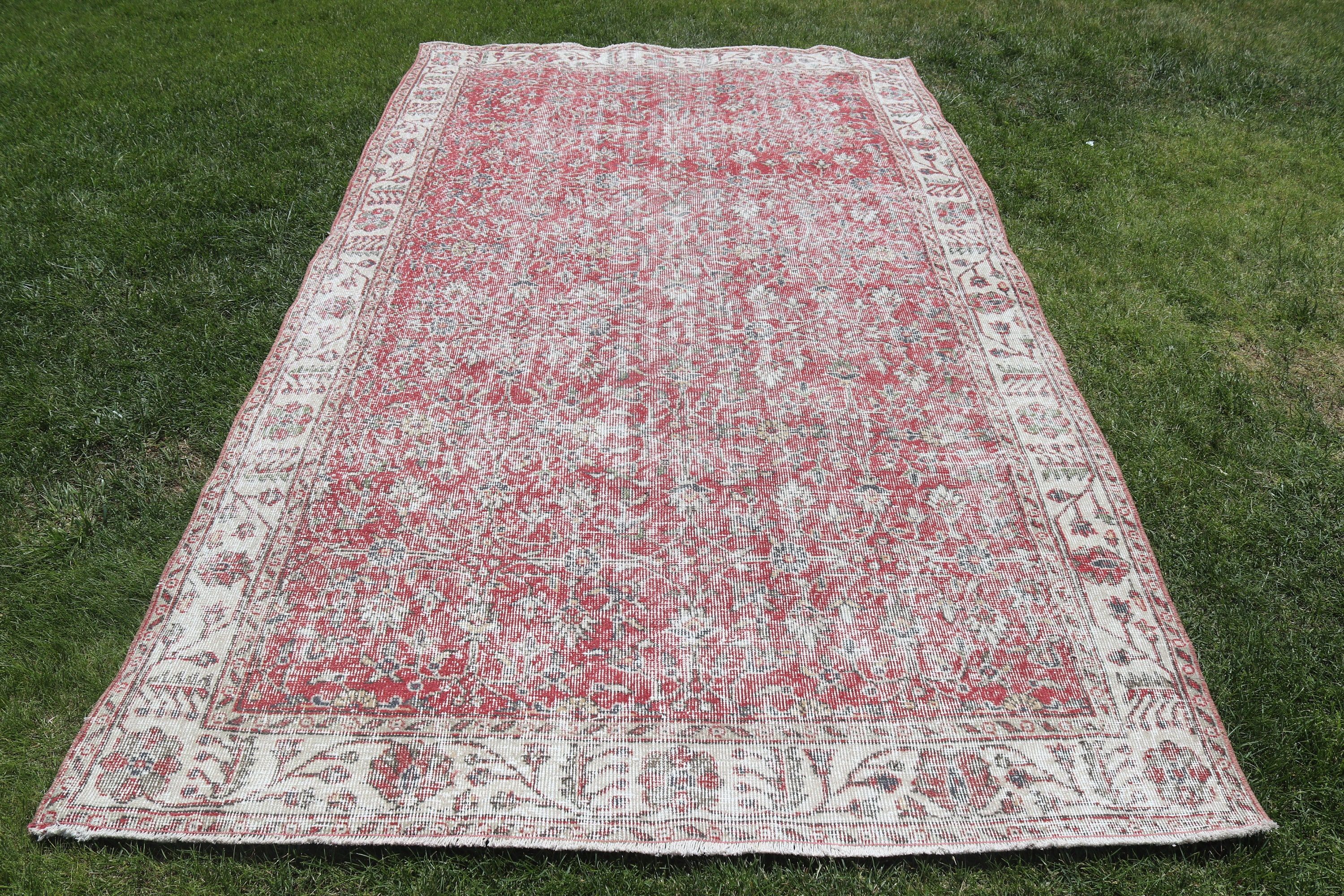 Red Home Decor Rugs, Kitchen Rugs, Turkish Rug, Antique Rugs, Bedroom Rugs, Vintage Rugs, 5.3x9.3 ft Large Rugs, Large Vintage Rug