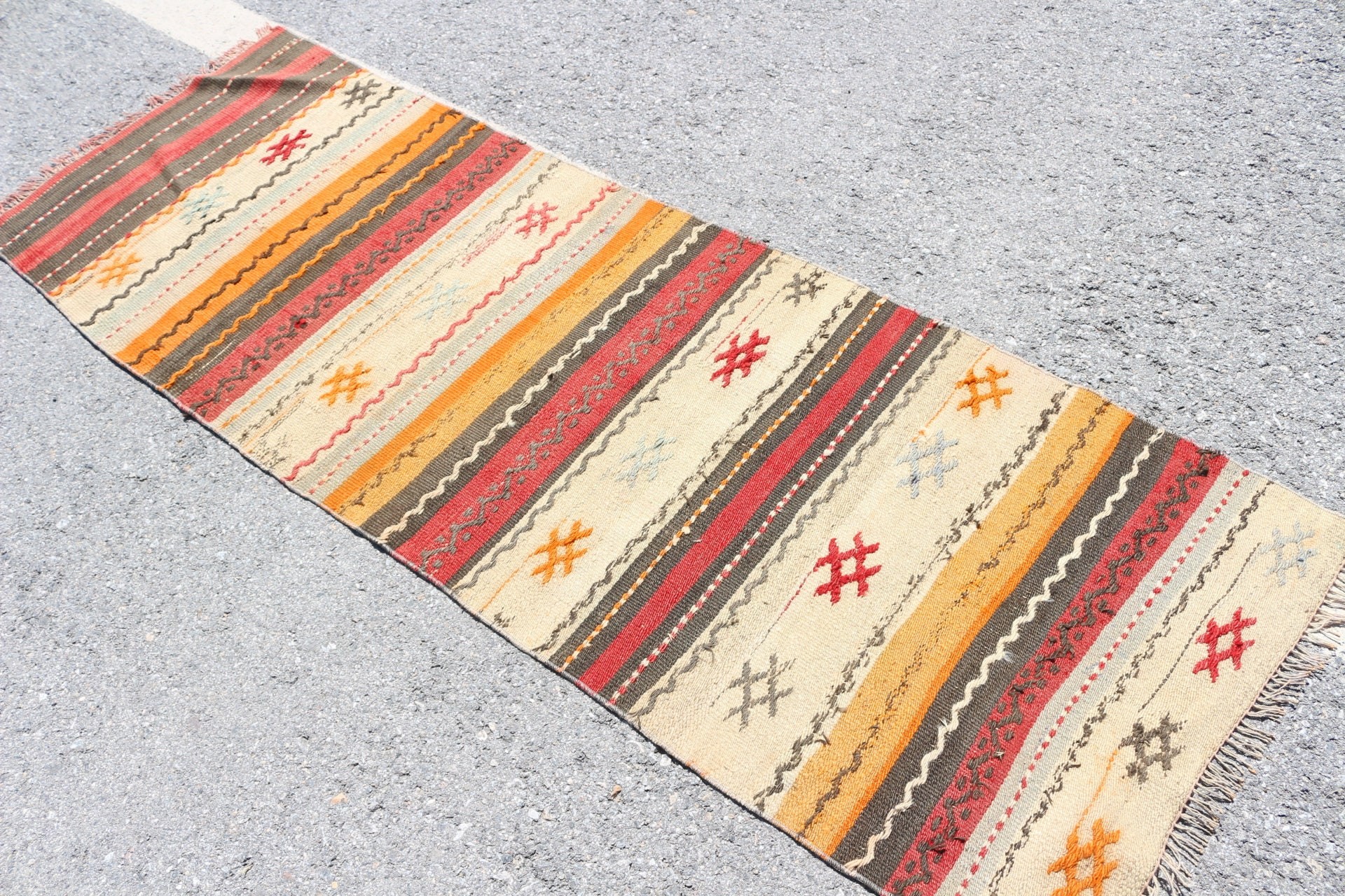 Vintage Rug, Orange Anatolian Rug, Custom Rugs, Turkish Rug, 2.3x6.8 ft Runner Rugs, Kilim, Kitchen Rug, Stair Rug, Cool Rugs, Antique Rug