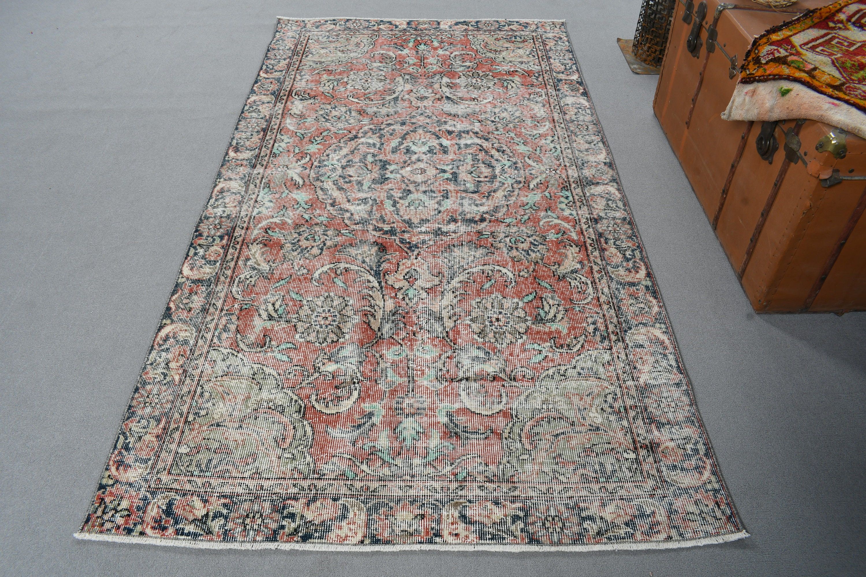 Dining Room Rugs, Blue Moroccan Rugs, Turkey Rugs, Floor Rug, Home Decor Rug, Antique Rug, Turkish Rug, 4.1x7.4 ft Area Rugs, Vintage Rugs