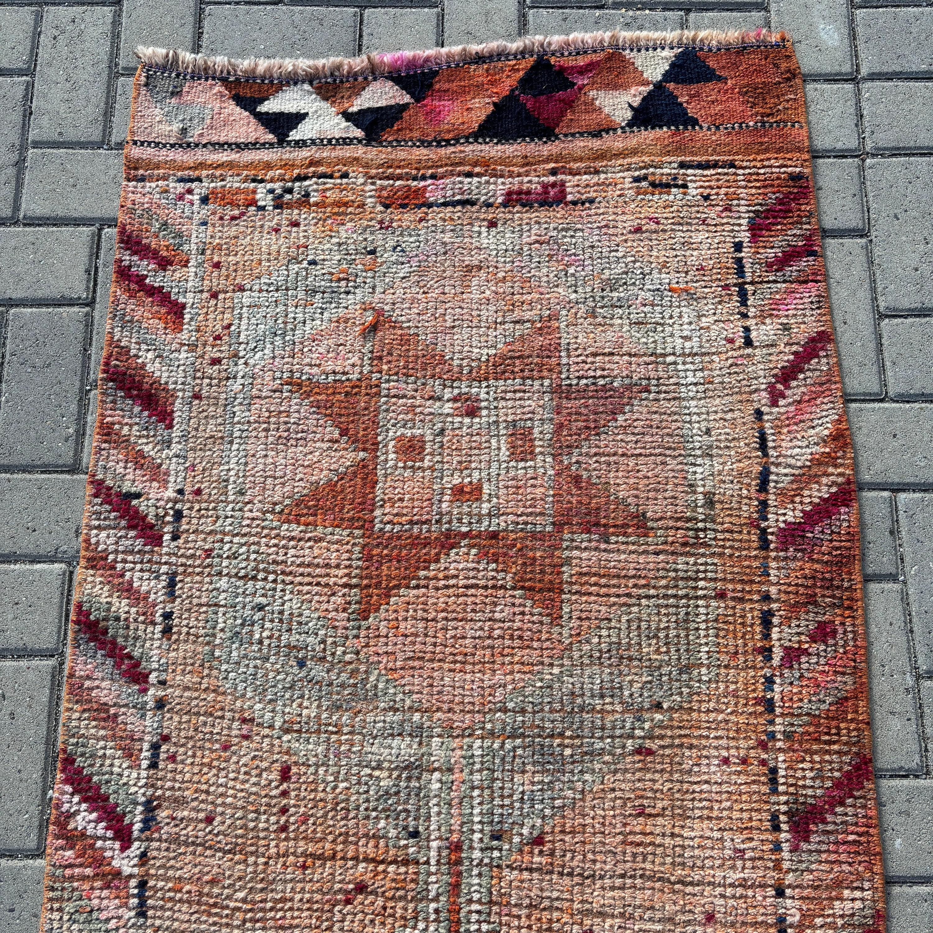 Türk Halısı, Yün Halılar, Merdiven Halıları, Turuncu Yatak Odası Halısı, Vintage Halı, 2,7x10,6 ft Koşucu Halısı, Koridor Halıları, Fas Halısı, Koridor Halısı