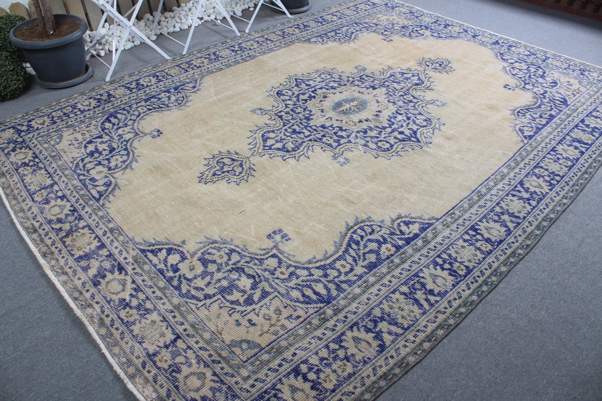 Boho Rug, Anatolian Rug, Saloon Rug, Beige Bedroom Rug, Vintage Rug, Moroccan Rug, Turkish Rugs, 7.4x10.4 ft Oversize Rug, Dining Room Rug