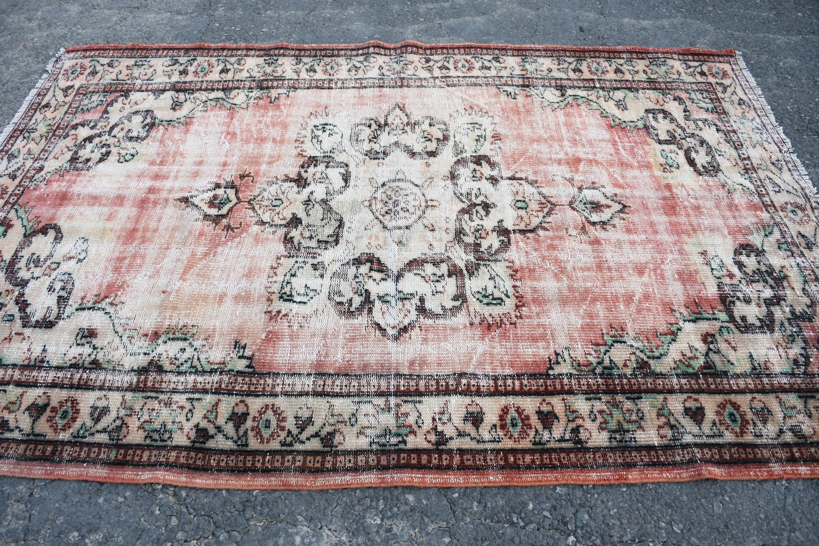 Living Room Rug, Home Decor Rug, Dining Room Rug, Vintage Rug, Moroccan Rugs, Orange  5.4x8.2 ft Large Rug, Turkish Rug
