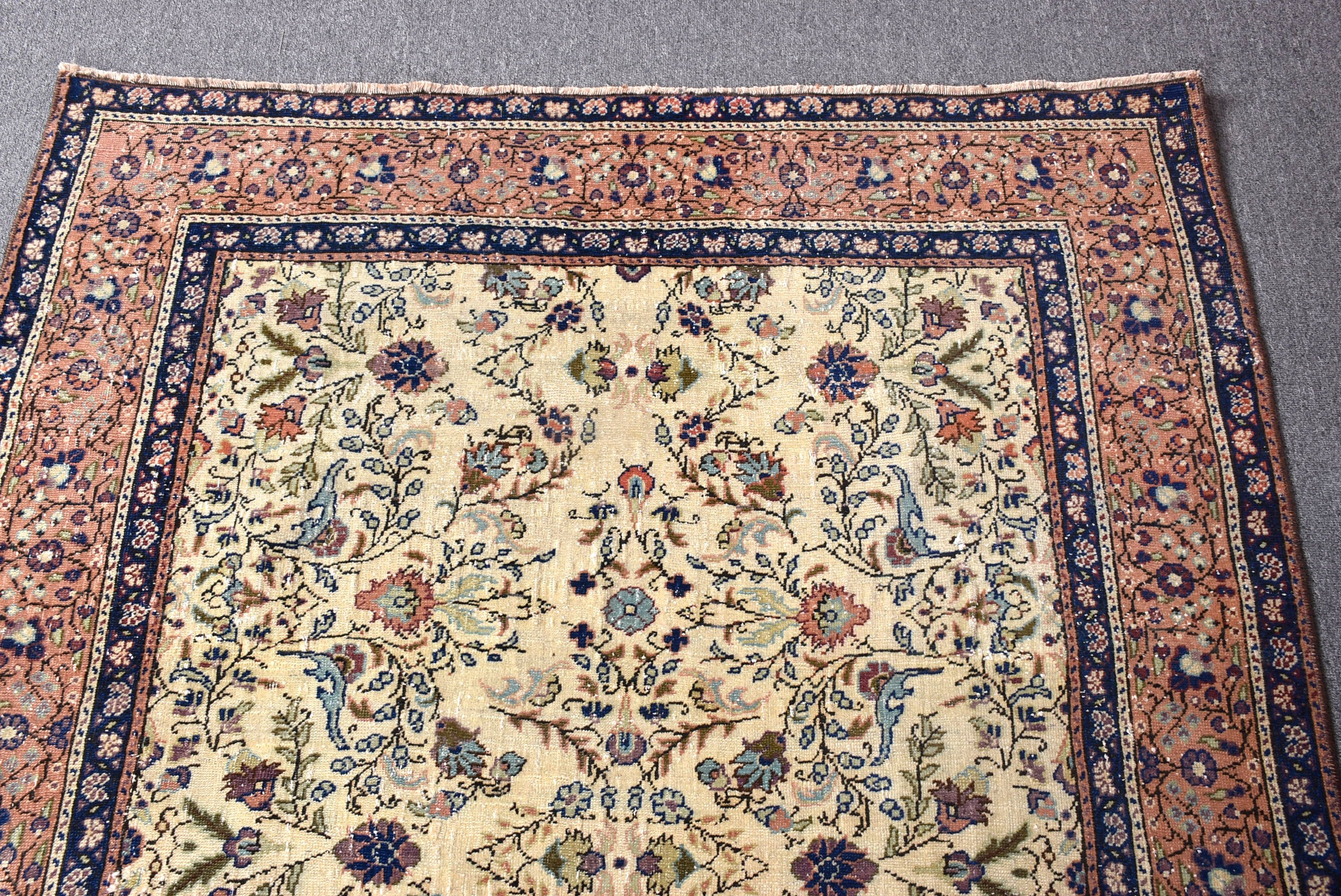 3.9x5.6 ft Accent Halı, Türkiye Halısı, Açıklama Halısı, Mutfak Halısı, Vintage Halı, Türk Halıları, Giriş Halıları, Bej Ev Dekorasyonu Halıları