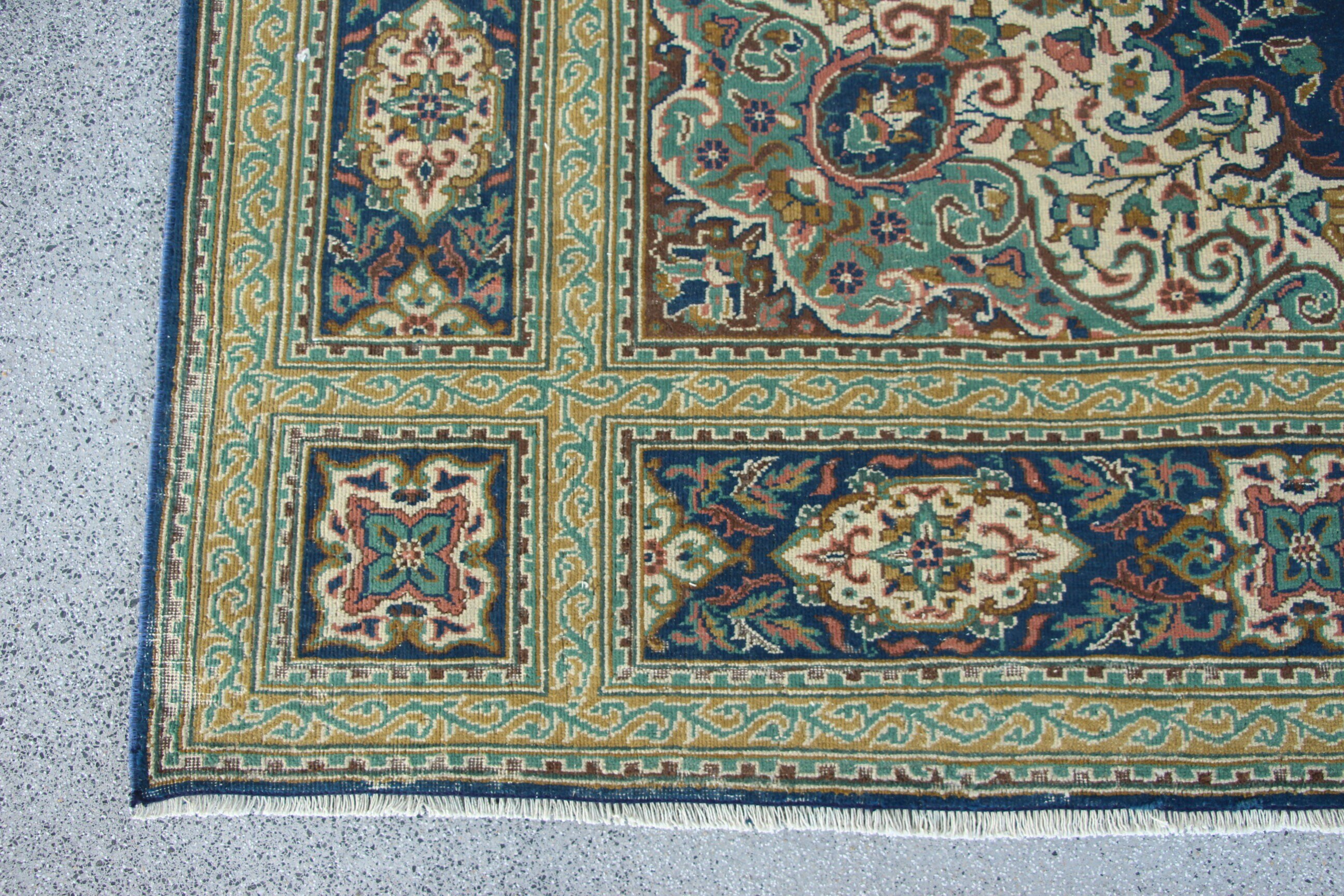 Mavi Yün Halı, Kabile Halıları, Vintage Halılar, 6.8x9.8 ft Büyük Halı, Türk Halısı, Büyük Vintage Halı, Yatak Odası Halısı, Lüks Halı, Büyük Oushak Halısı