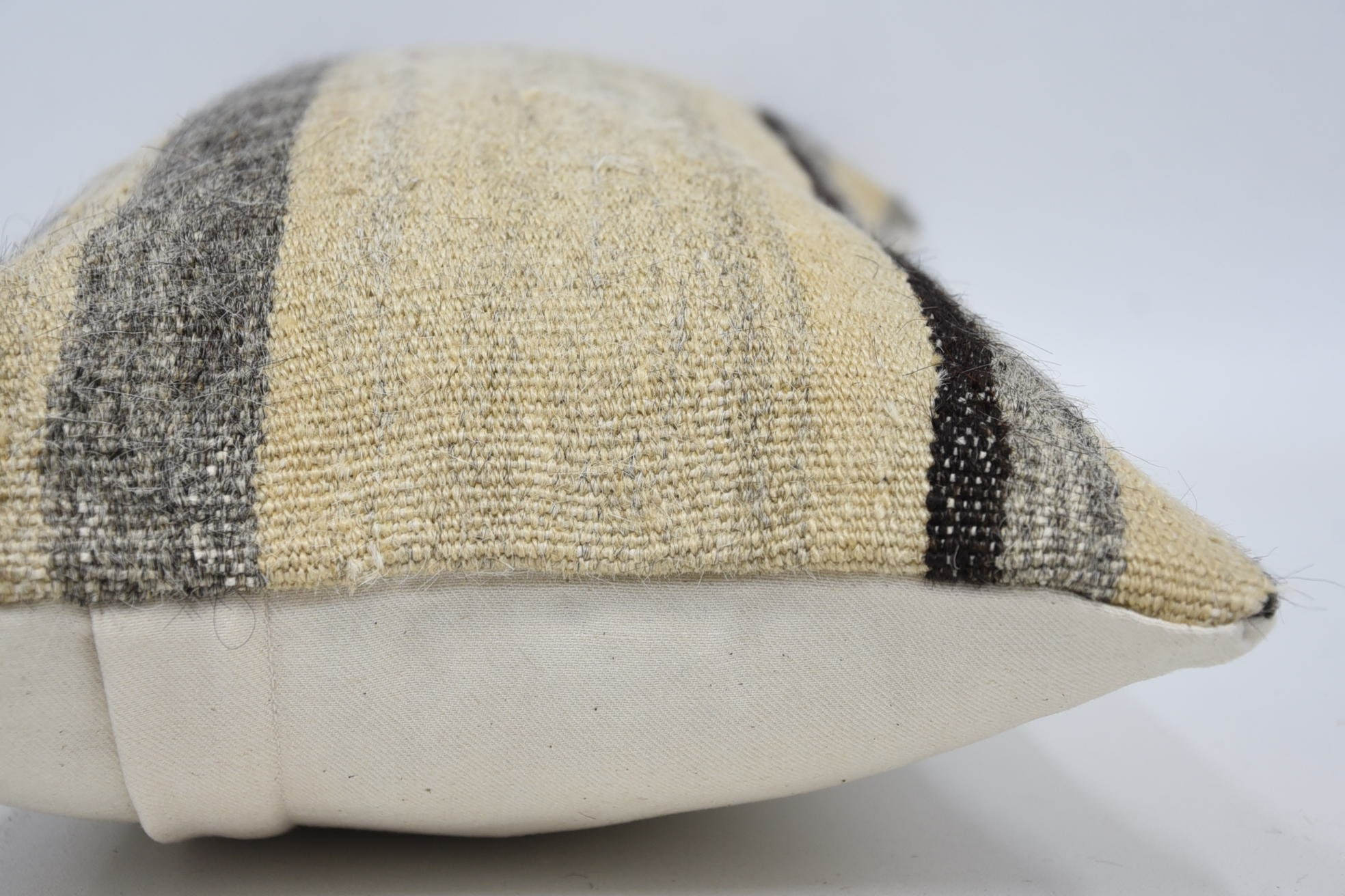 Interior Designer Pillow, 12"x24" Beige Cushion, Vintage Pillow, Handmade Kilim Cushion, Square Throw Cushion Case