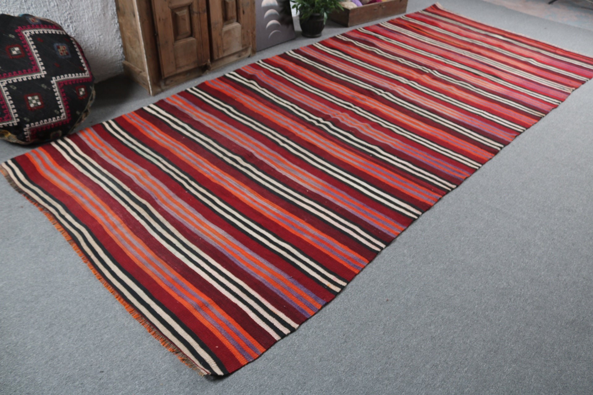 Havalı Halılar, Oturma Odası Halısı, Siyah Lüks Halılar, Vintage Halılar, Lüks Halı, Türk Halısı, Büyük Boho Halıları, Kilim, 5,3x12,3 ft Büyük Halı