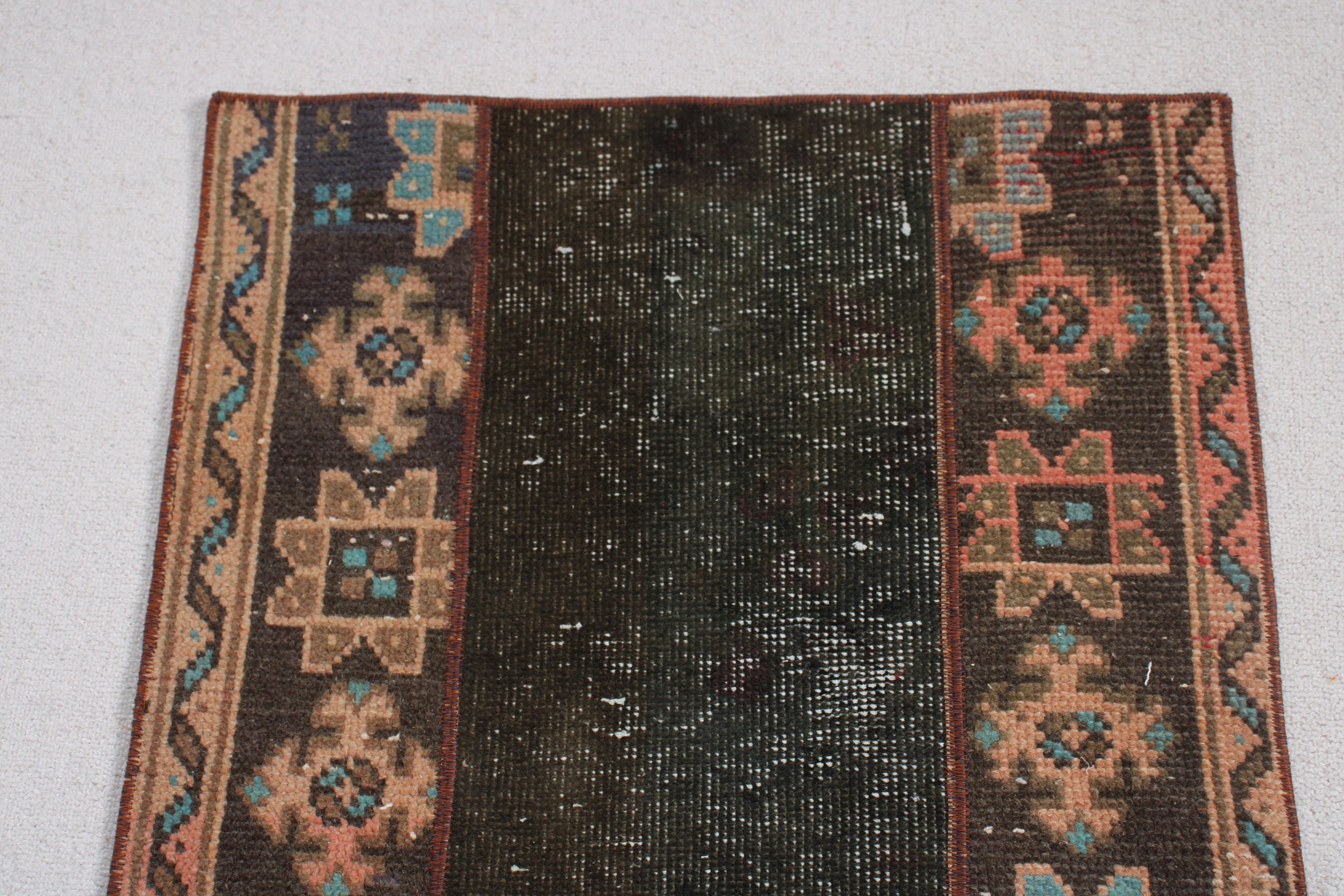 Turkish Rugs, Door Mat Rug, 2.1x4.3 ft Small Rugs, Floor Rug, Kitchen Rugs, Small Boho Rug, Vintage Rug, Anatolian Rug, Green Oriental Rugs