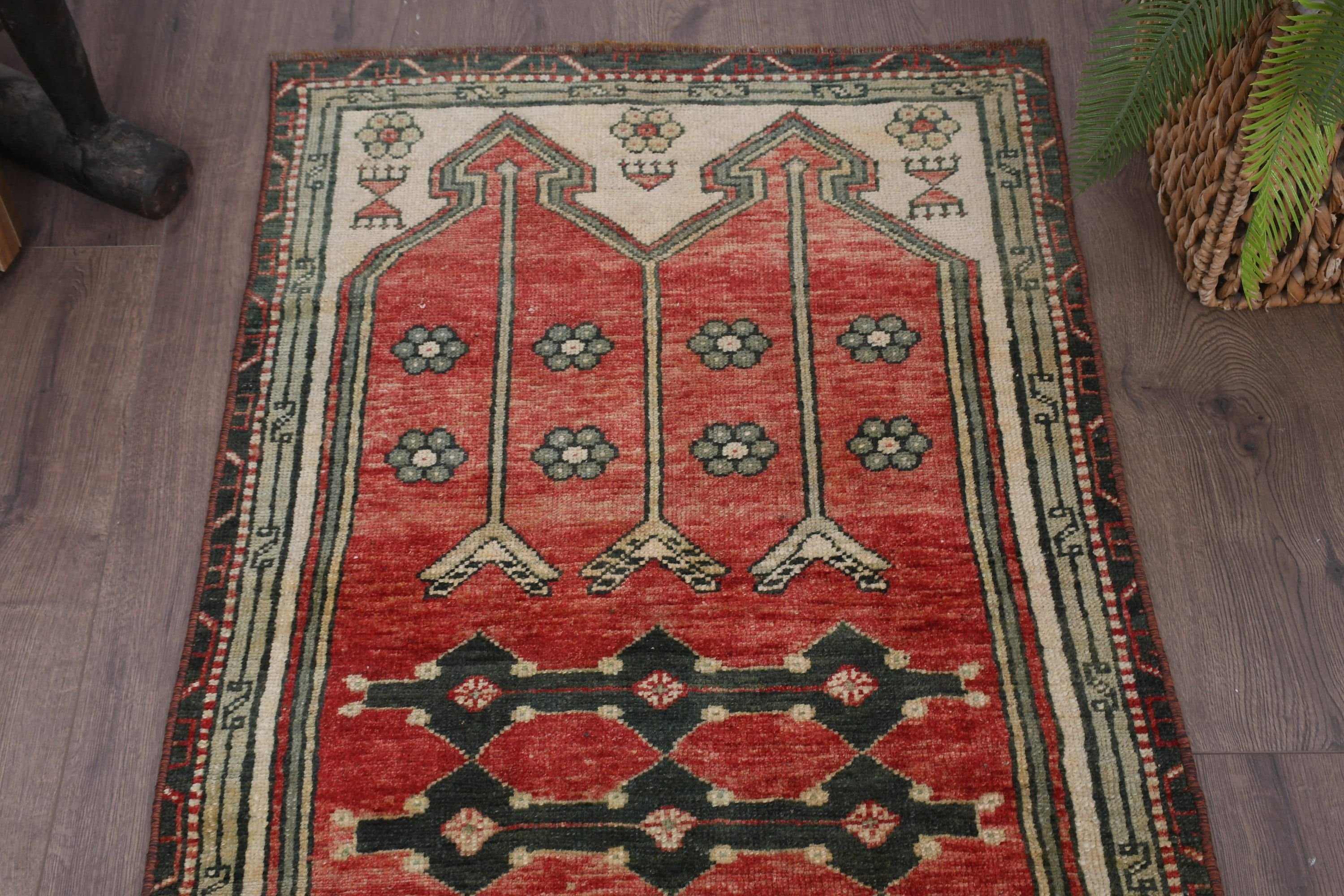 Red Antique Rug, Moroccan Rugs, Vintage Rug, Car Mat Rugs, 2.3x5.3 ft Small Rug, Turkish Rug, Entryway Rug Rugs, Kitchen Rug