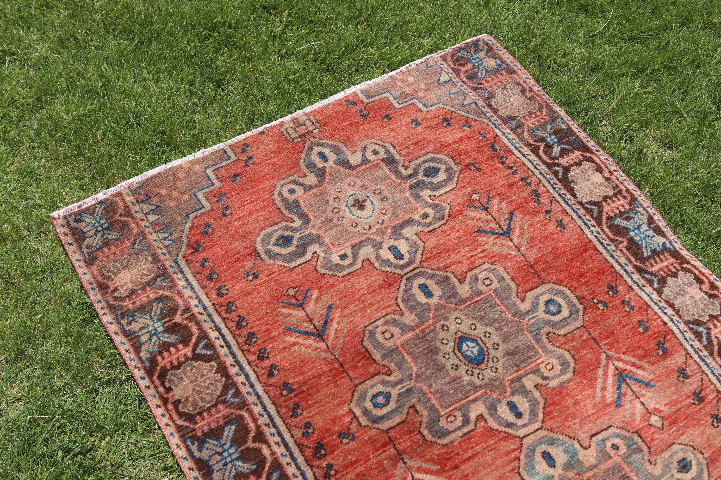 Turuncu Boho Halı, Açıklama Halıları, Duvara Asılı Halı, Küçük Boho Halıları, Vintage Halılar, Türk Halısı, 3.1x4.7 ft Küçük Halılar, Nötr Halılar