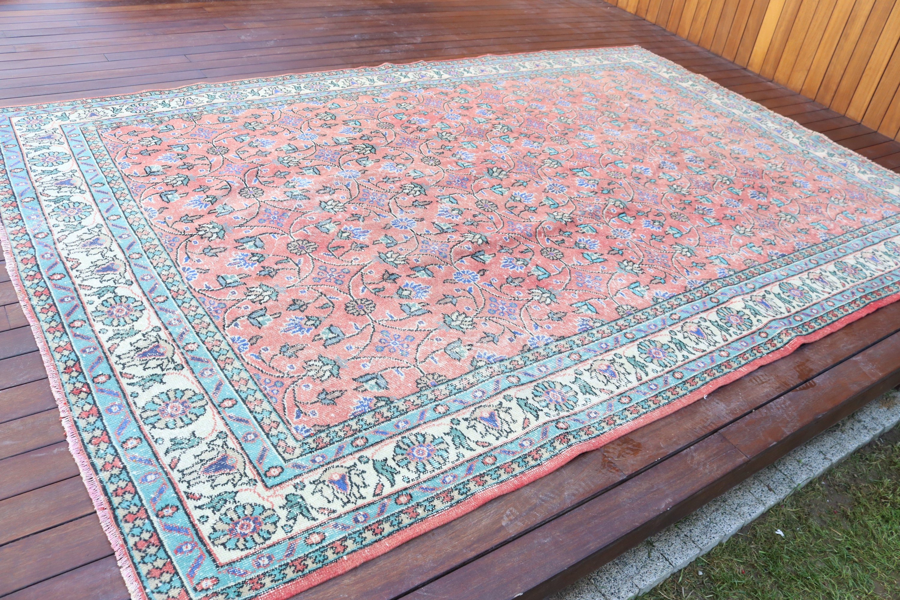 Türk Halısı, Mutfak Halıları, Vintage Halılar, 6.8x10.3 ft Büyük Boy Halı, Büyük Boy Vintage Halı, Estetik Halılar, Kırmızı Anadolu Halıları, Düz Dokuma Halı