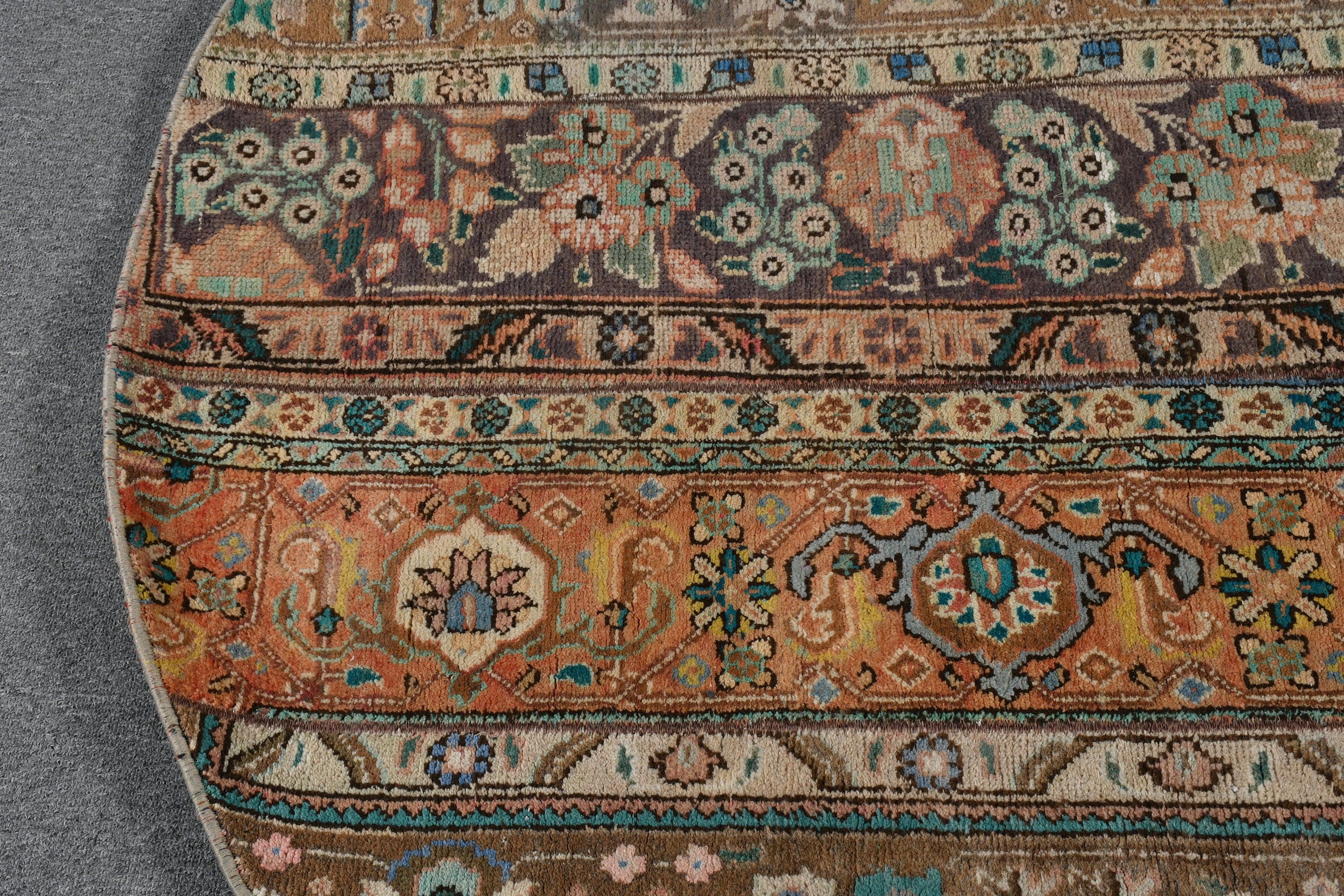 Mutfak Halısı, Vintage Halılar, İç Mekan Halısı, Organik Halı, 5.7x5.7 ft Alan Halısı, Türk Halısı, Yemek Odası Halıları, Kahverengi Yatak Odası Halısı