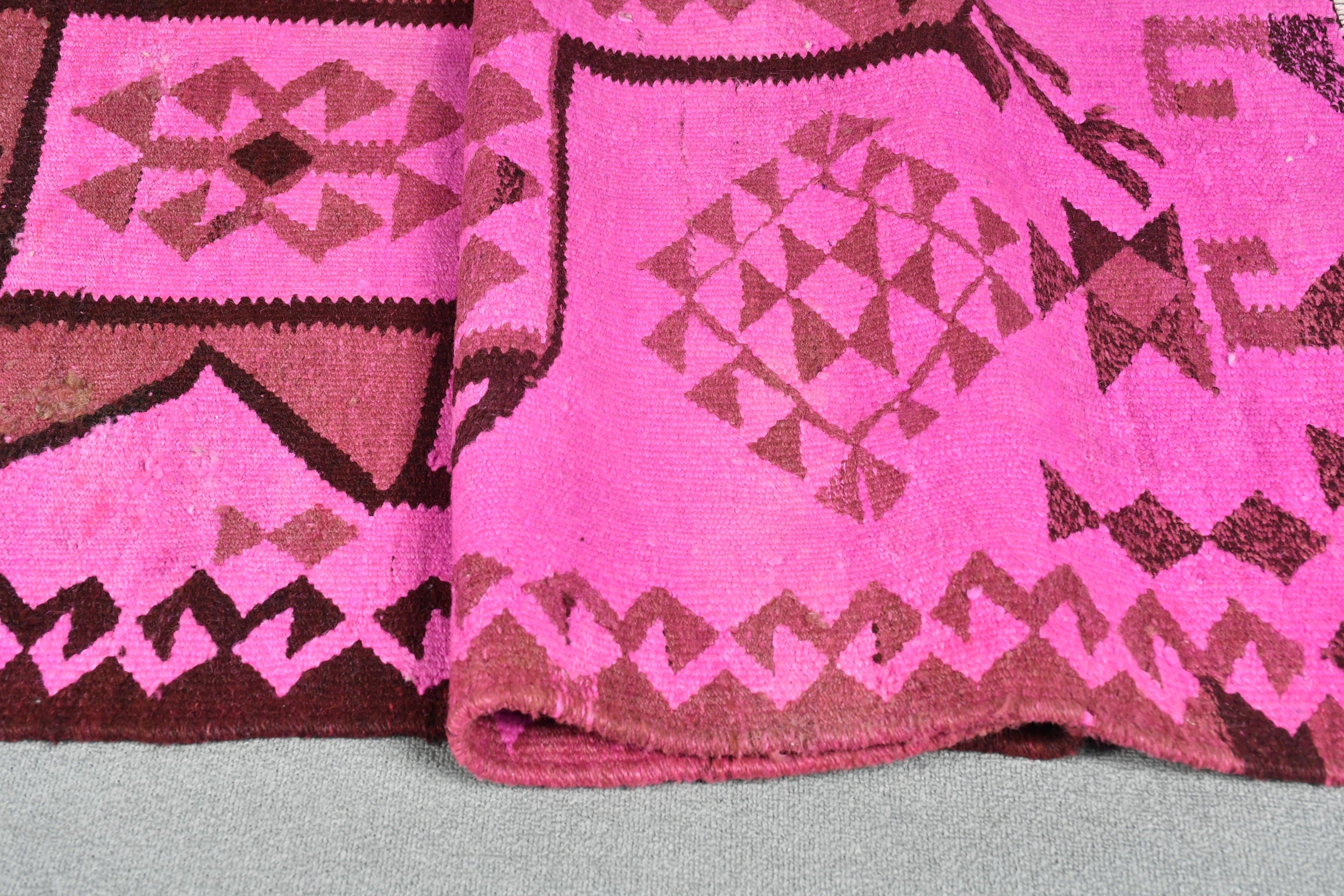 Pink Floor Rugs, Wool Rug, Cool Rugs, Art Rugs, Corridor Rug, Turkish Rug, 3.2x9.7 ft Runner Rug, Stair Rug, Rugs for Hallway, Vintage Rug