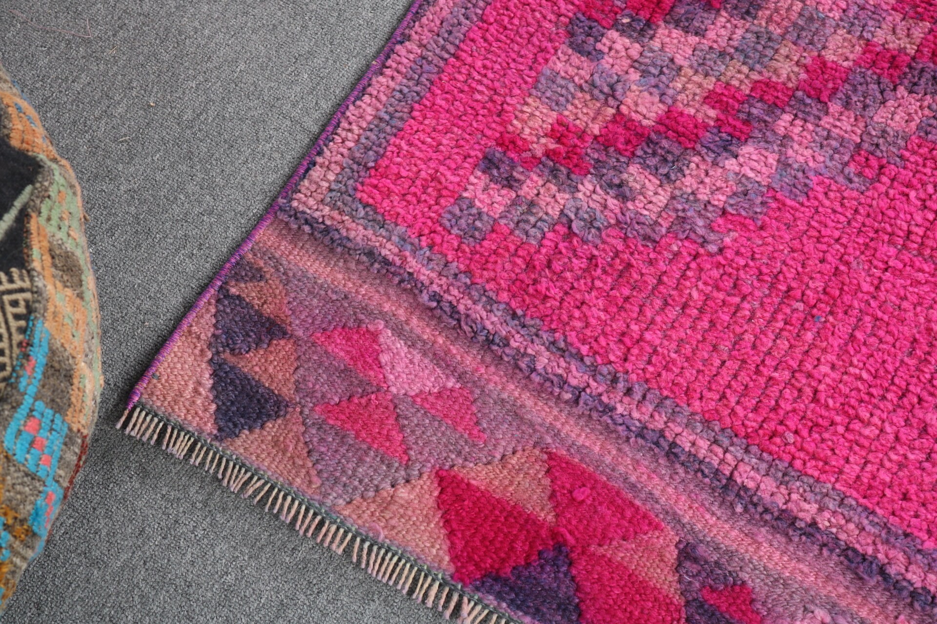 Pembe Lüks Halı, Vintage Yolluk Halıları, 3.1x9.7 ft Yolluk Halıları, Organik Halı, Türk Halıları, Ev Dekorasyonu Halıları, Vintage Halı, Antika Halılar