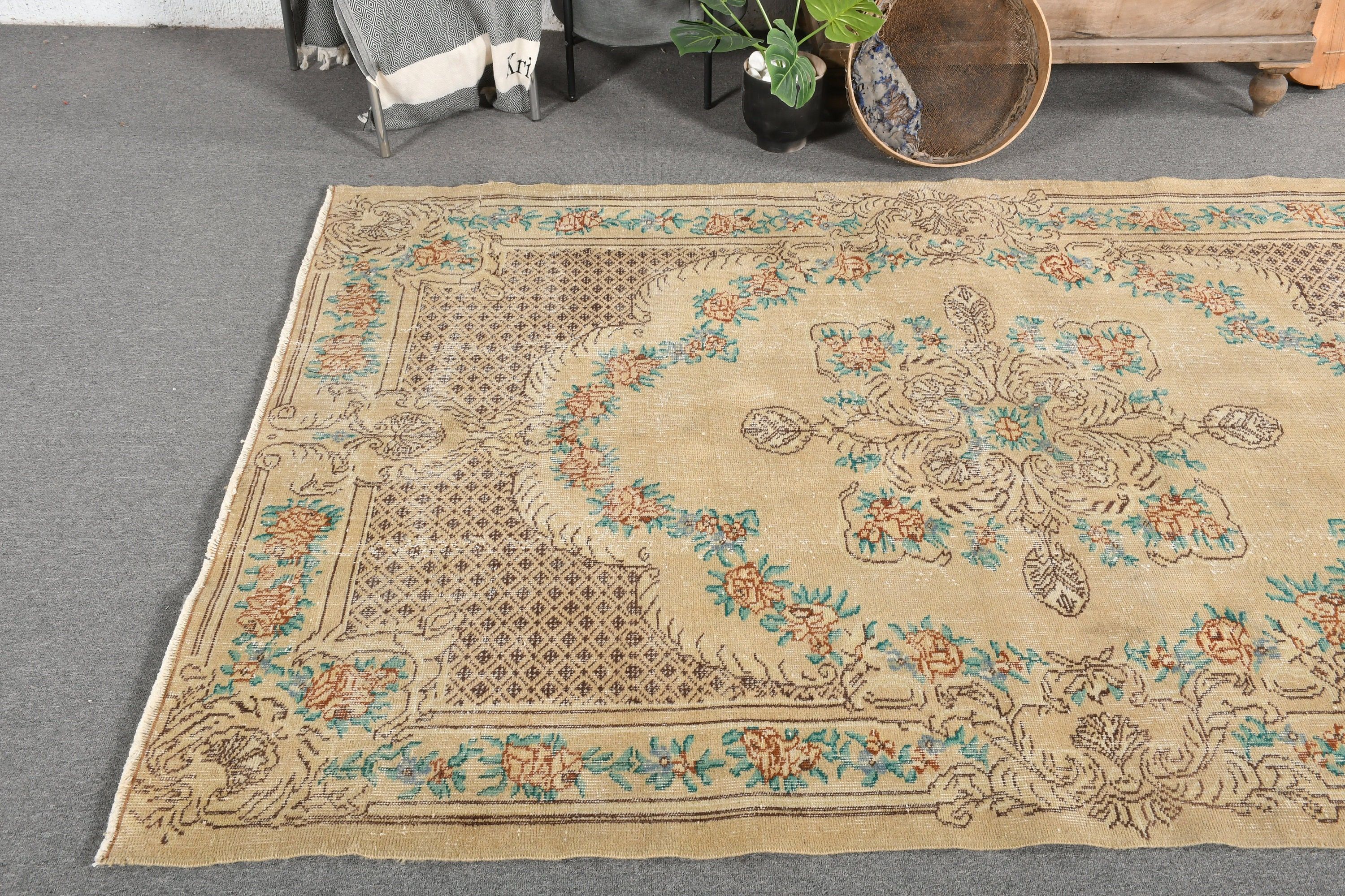 Vintage Rug, Rugs for Bedroom, Moroccan Rugs, Bedroom Rugs, Living Room Rugs, Brown  5.2x7.9 ft Large Rug, Turkish Rug