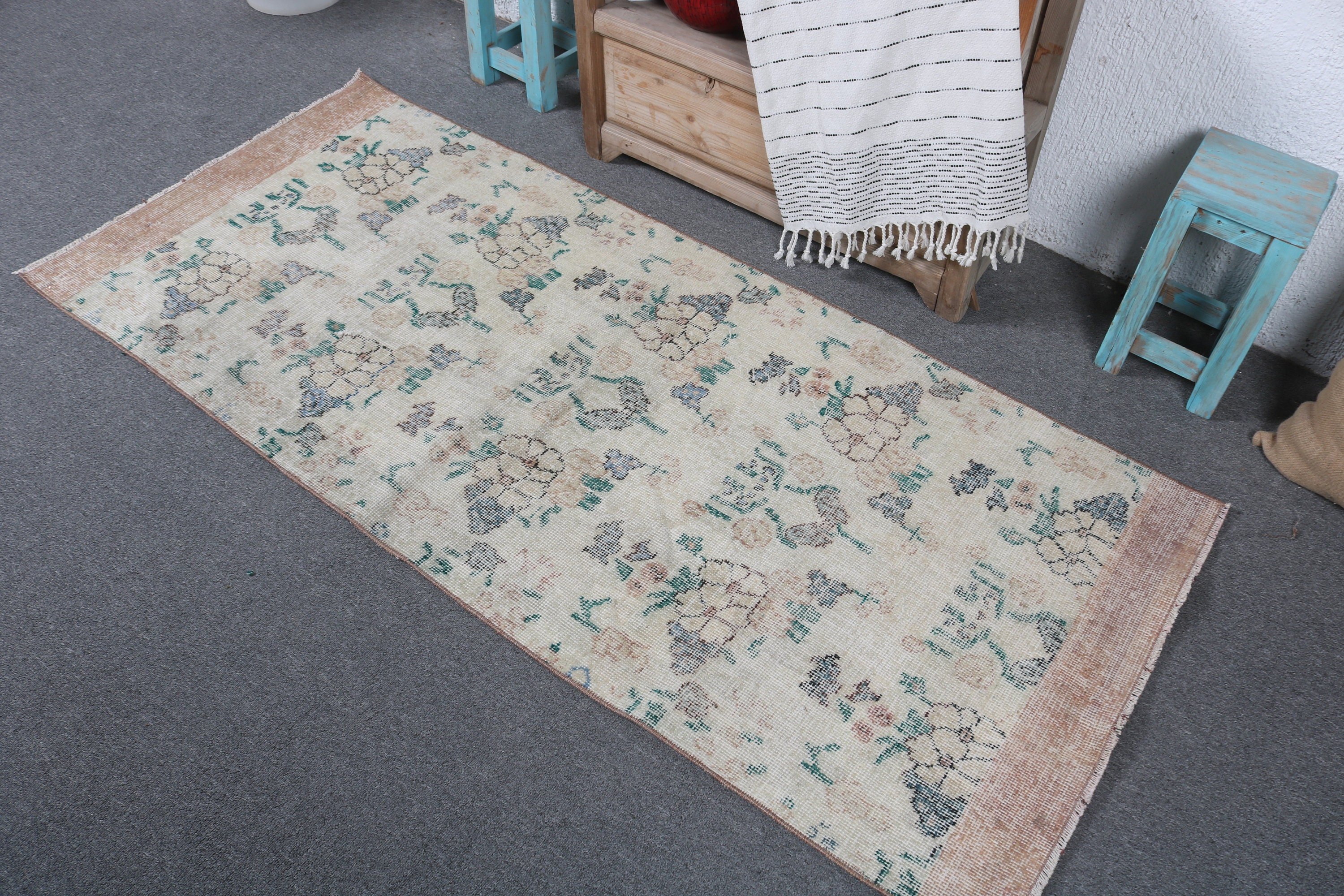 Kitchen Rug, Rugs for Decorative, Beige Floor Rugs, 2.6x6 ft Accent Rug, Vintage Rugs, Bedroom Rug, Nursery Rugs, Modern Rugs, Turkish Rug