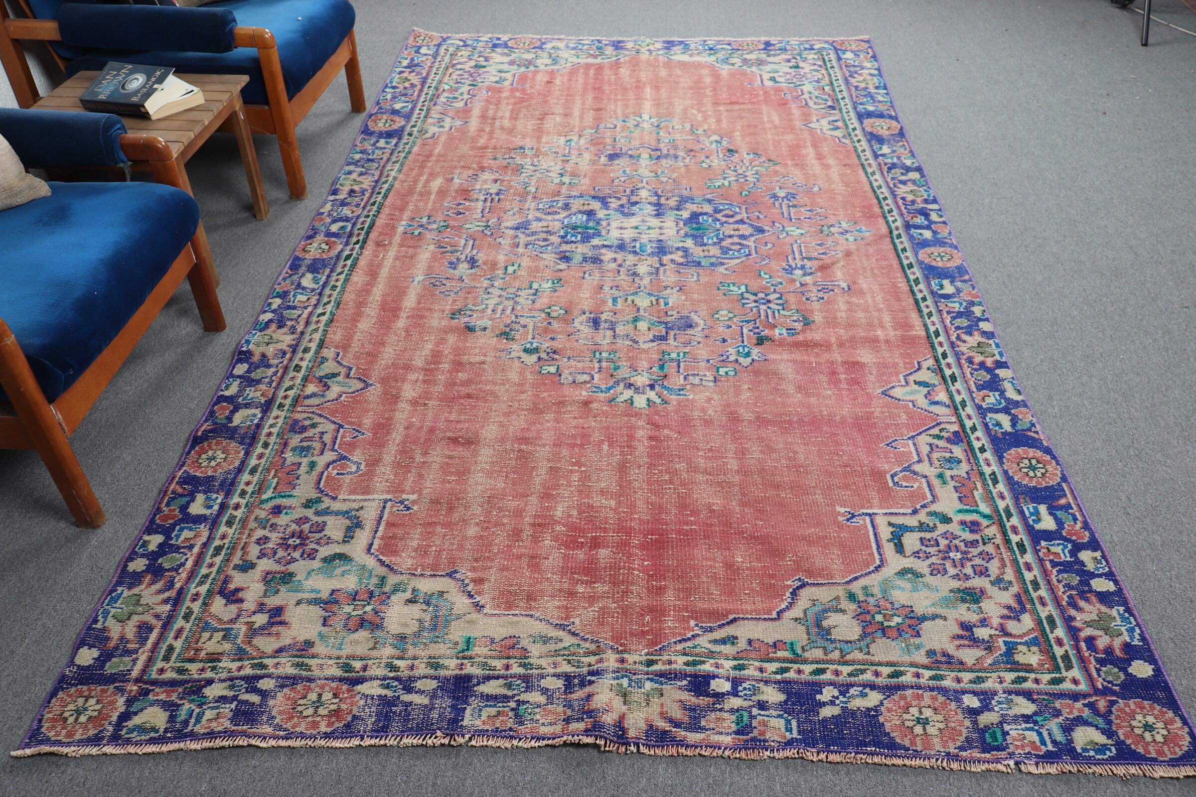 Living Room Rug, Turkish Rugs, Oriental Rug, 6.1x10.2 ft Large Rugs, Salon Rug, Ethnic Rug, Vintage Rugs, Kitchen Rug, Orange Bedroom Rugs