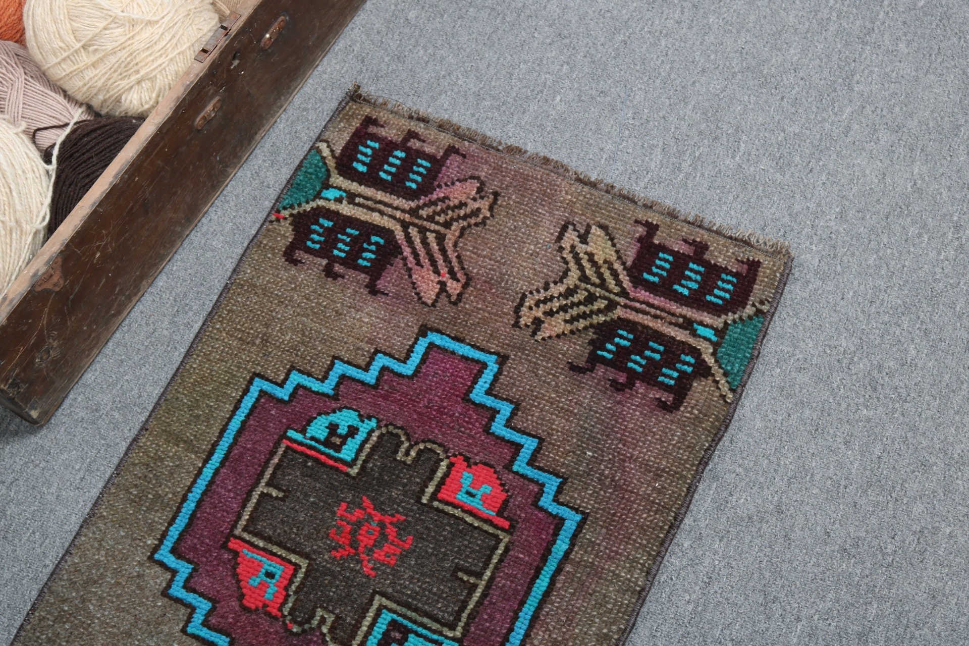 Tribal Rugs, Vintage Rug, Entry Rugs, Brown Kitchen Rugs, Turkish Rugs, Modern Rugs, Oriental Rug, 1.6x2.5 ft Small Rug, Rugs for Bath