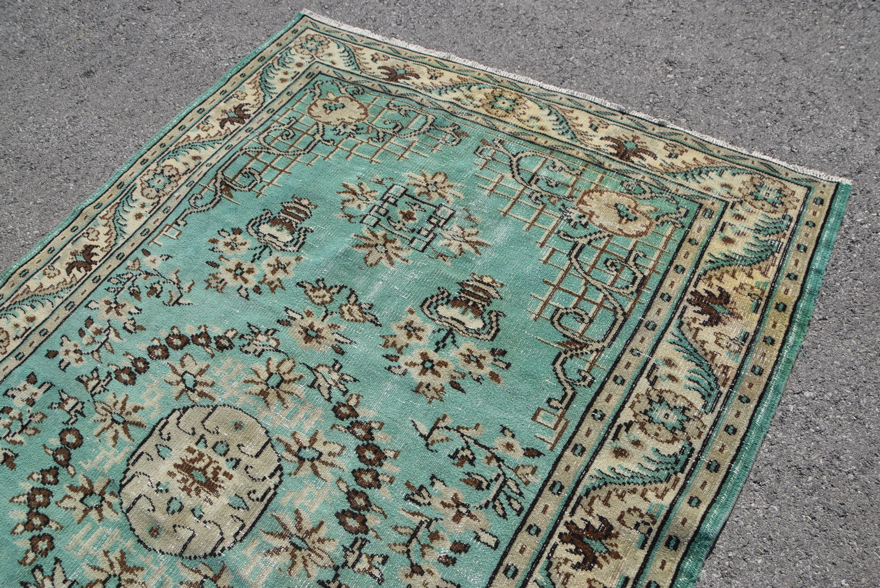 Yer Halısı, Yatak Odası Halısı, Yemek Odası Halıları, Vintage Halılar, 5.9x9 ft Büyük Halı, Antika Halı, Türk Halısı, Yeşil Fas Halısı, Salon Halısı