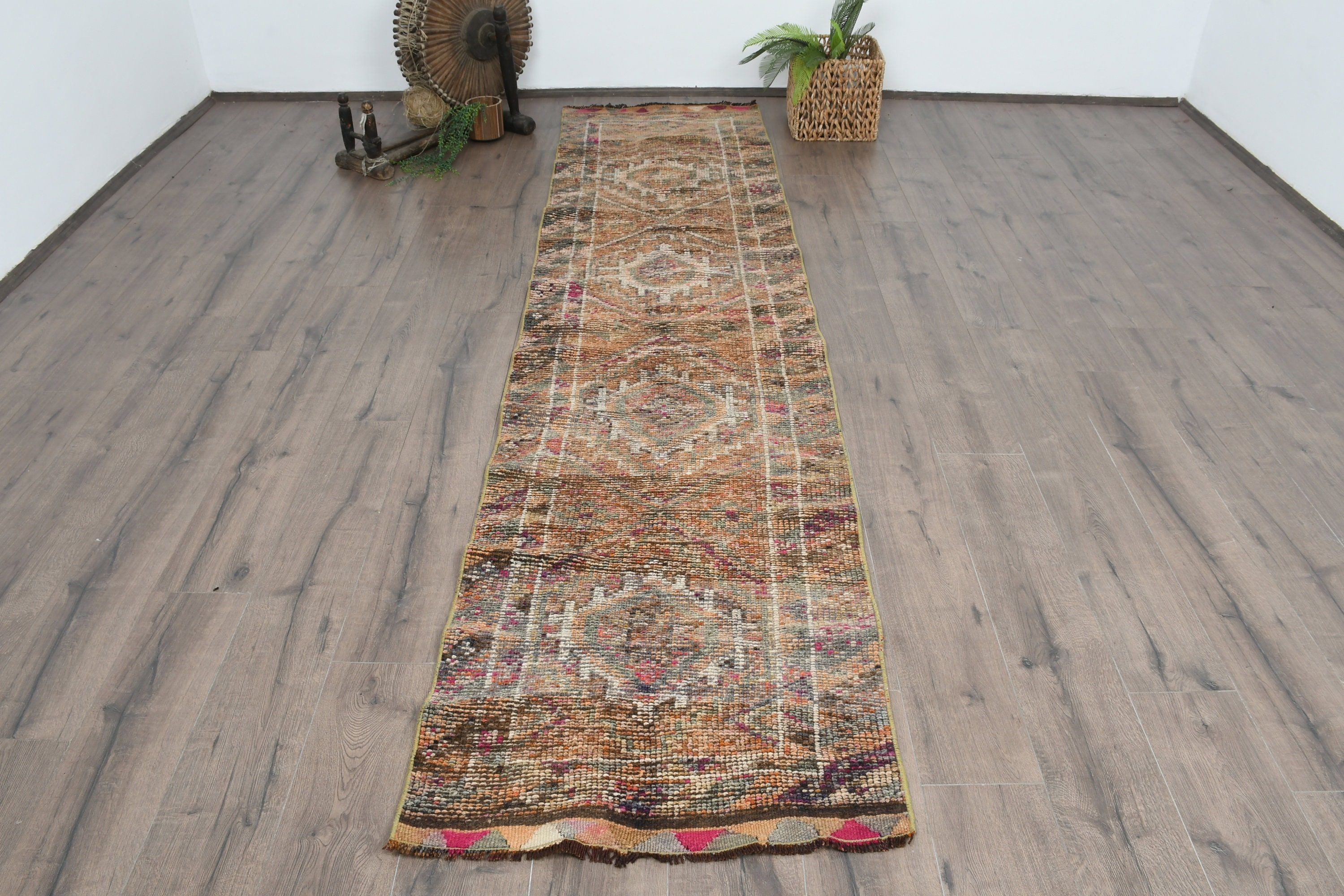 2.4x10.4 ft Runner Rug, Oriental Rug, Turkish Rug, Cute Rugs, Vintage Rug, Rugs for Hallway, Orange Home Decor Rugs, Stair Rug, Floor Rug