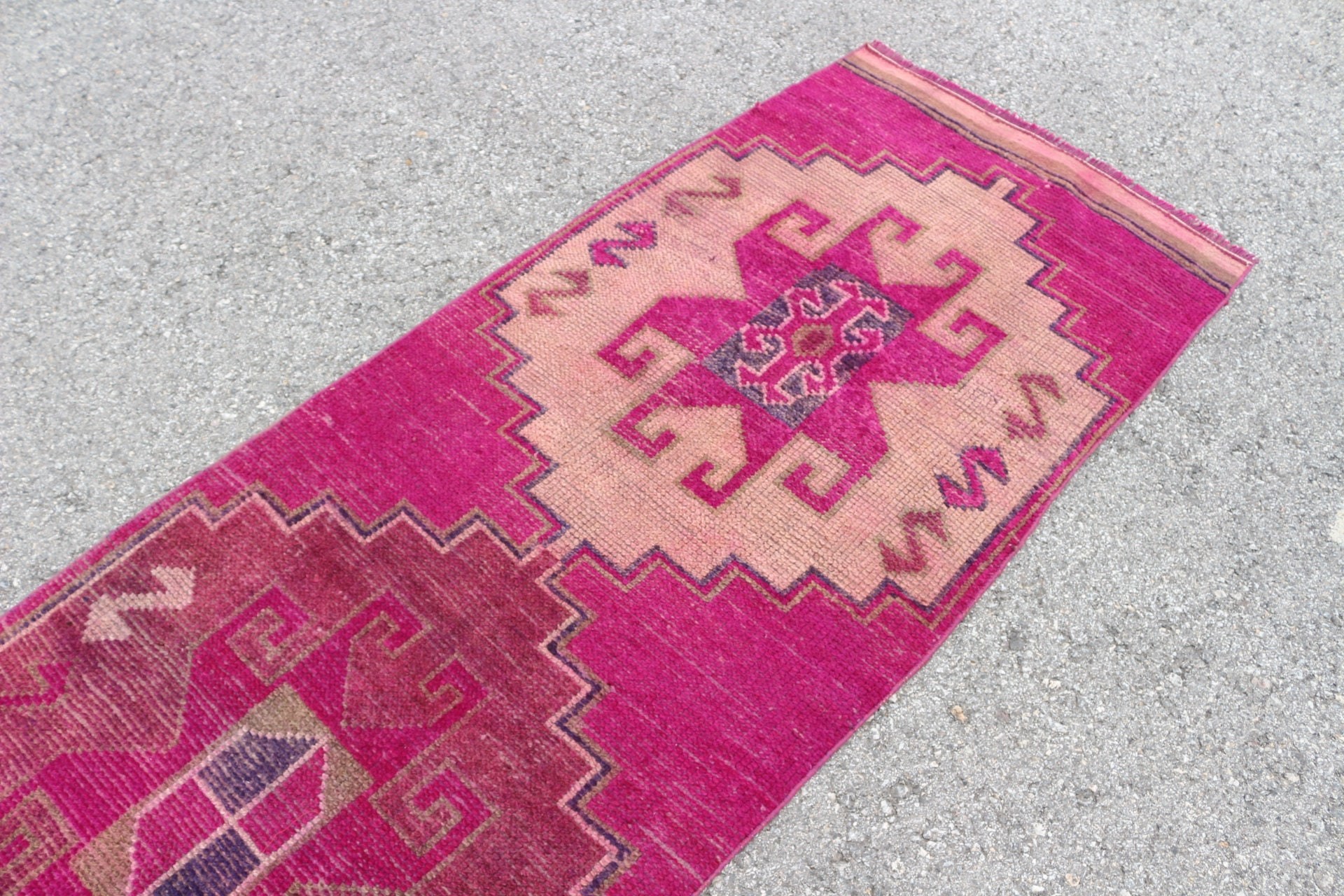 Turkish Rug, Kitchen Rug, Muted Rugs, Pink  2.8x10.5 ft Runner Rug, Vintage Rugs, Stair Rug, Anatolian Rug