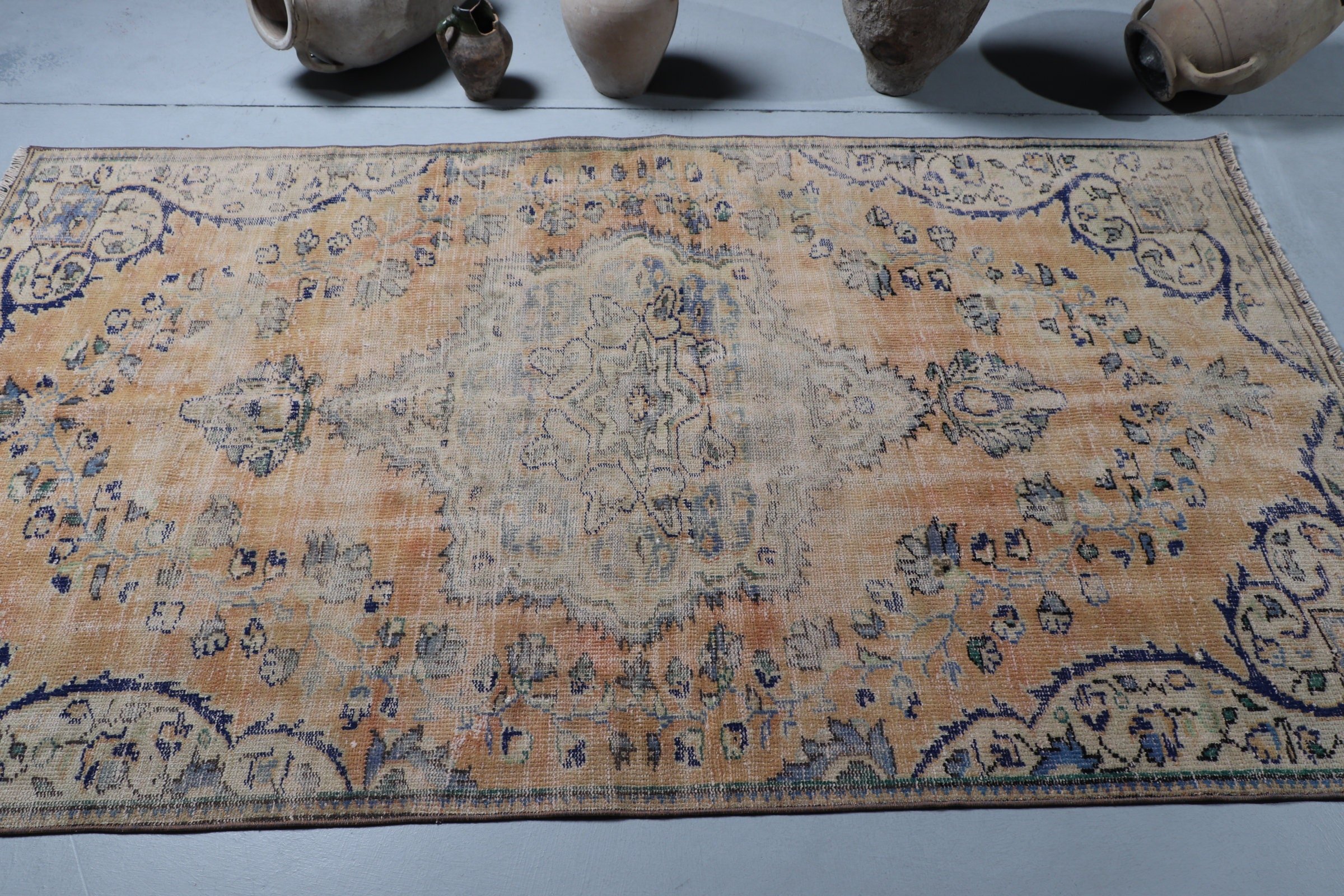 4.3x7.6 ft Area Rug, Floor Rug, Vintage Rug, Beige Antique Rug, Nursery Rugs, Home Decor Rug, Turkish Rugs, Rugs for Nursery