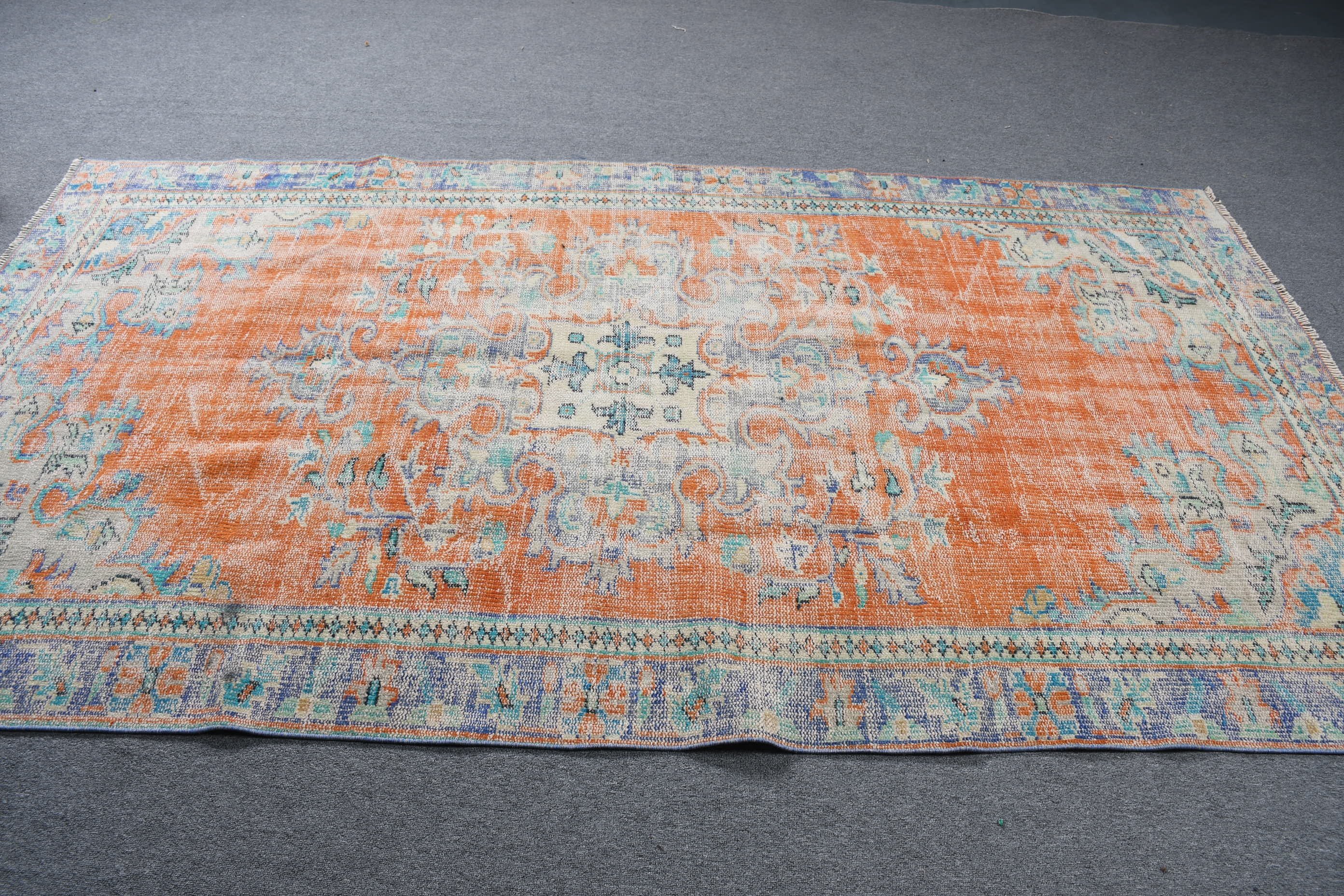 Kitchen Rug, Rugs for Dining Room, Orange Oriental Rugs, Cool Rug, Bedroom Rugs, Salon Rug, 5.9x9.2 ft Large Rug, Vintage Rug, Turkish Rug