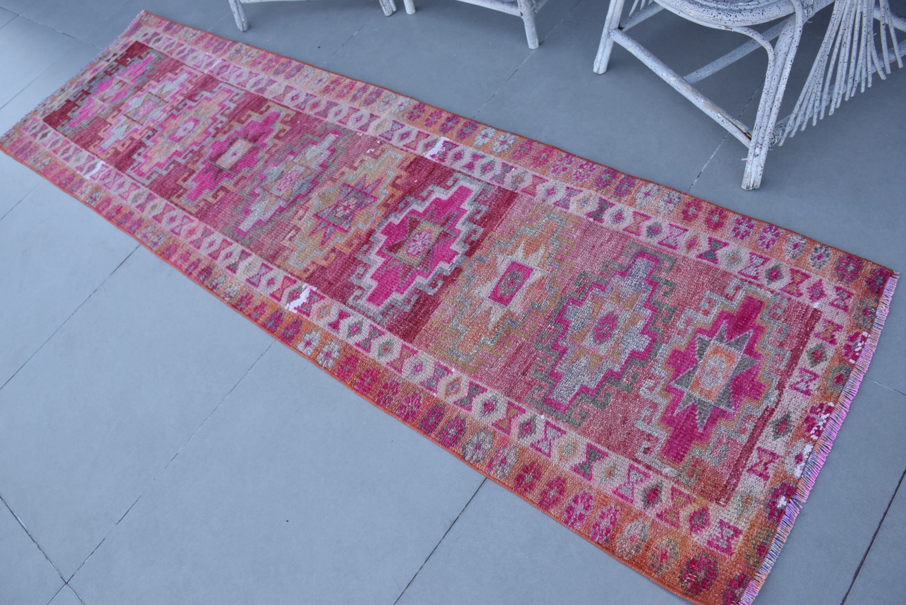 Pink Moroccan Rug, Turkish Rug, Kitchen Rug, Rugs for Runner, Anatolian Rug, 2.5x8.8 ft Runner Rug, Home Decor Rugs, Old Rug, Vintage Rugs