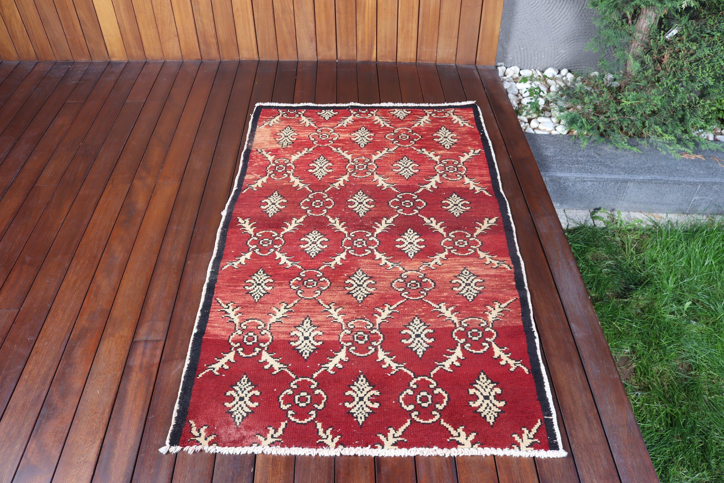 3,1x5,1 ft Aksan Halıları, Çocuk Odası Halıları, Kırmızı Fas Halıları, Türk Halıları, Vintage Halılar, Mutfak Halısı, Vintage Vurgu Halısı, Lüks Halılar