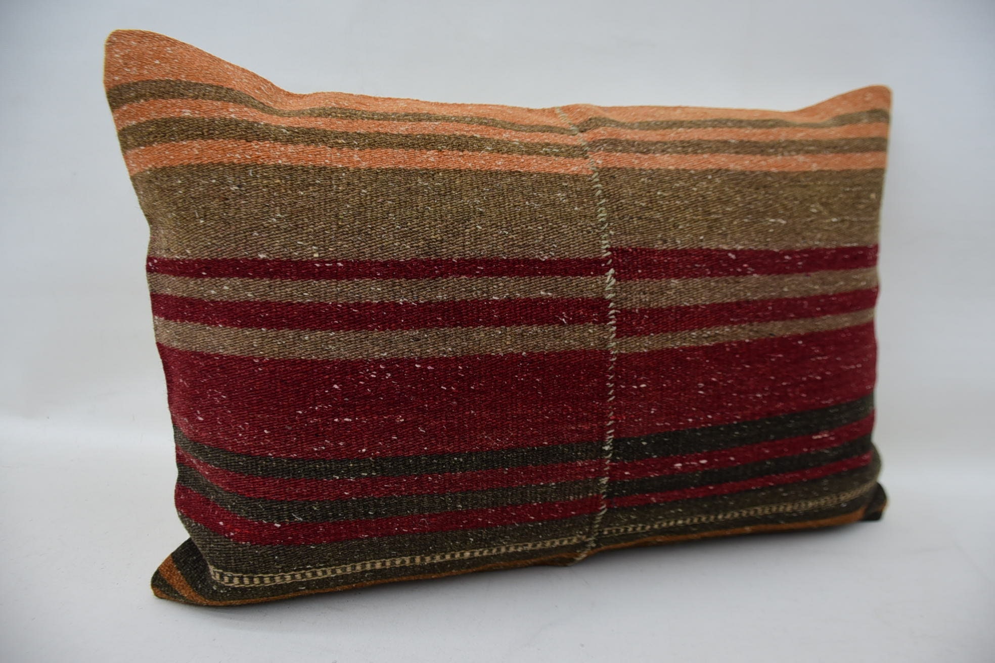 Kilim Pillow, Gift Pillow, Muted Cushion, Home Decor Pillow, Sofa Bolster Cushion Case, 16"x24" Red Cushion Cover, Handmade Pillow Cover