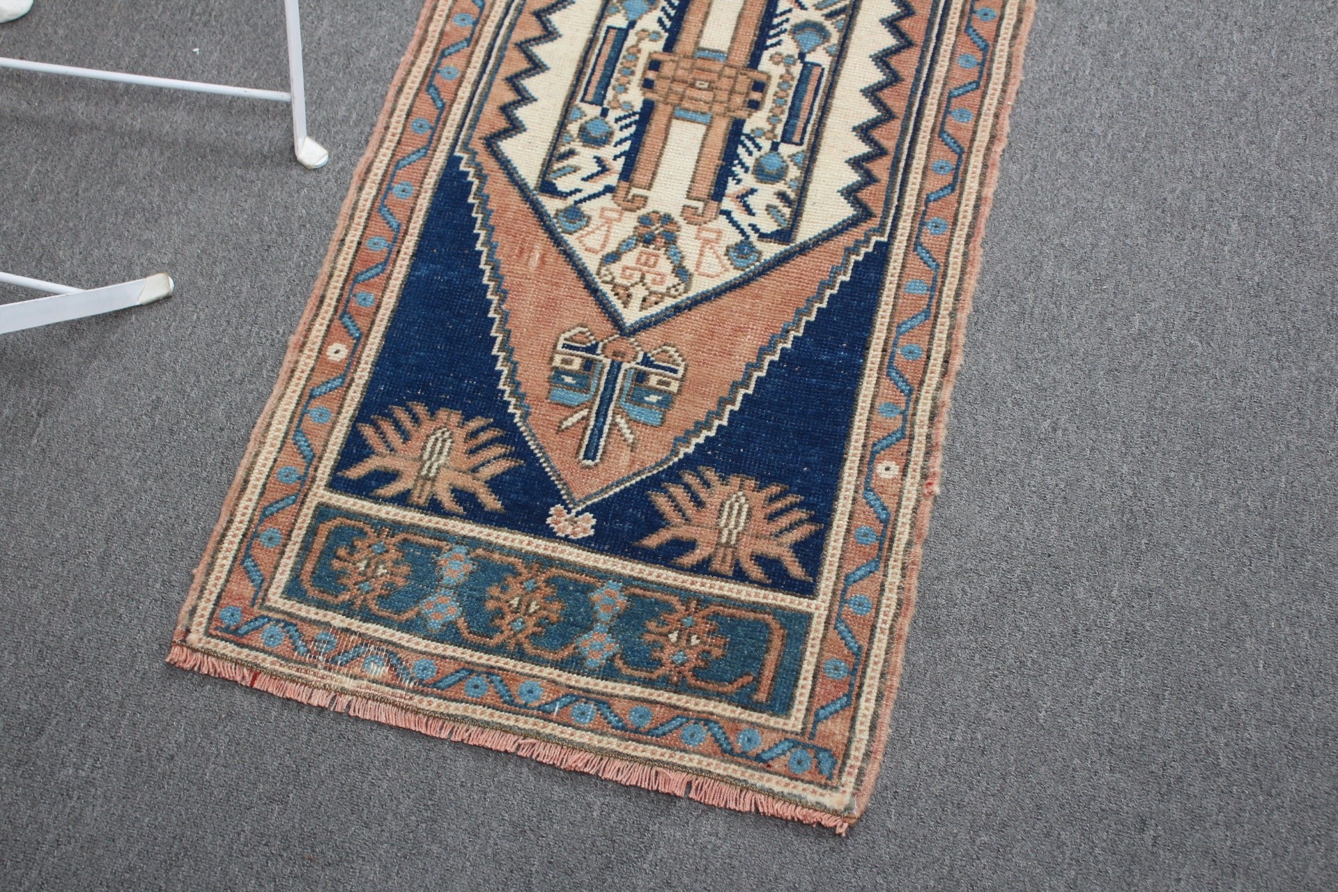 Giriş Halıları, Boho Halısı, Türk Halısı, Turuncu Ev Dekorasyonu Halısı, Vintage Halı, 1.7x3.8 ft Küçük Halı, Oushak Halısı, Ev Dekorasyonu Halıları, Banyo Halısı