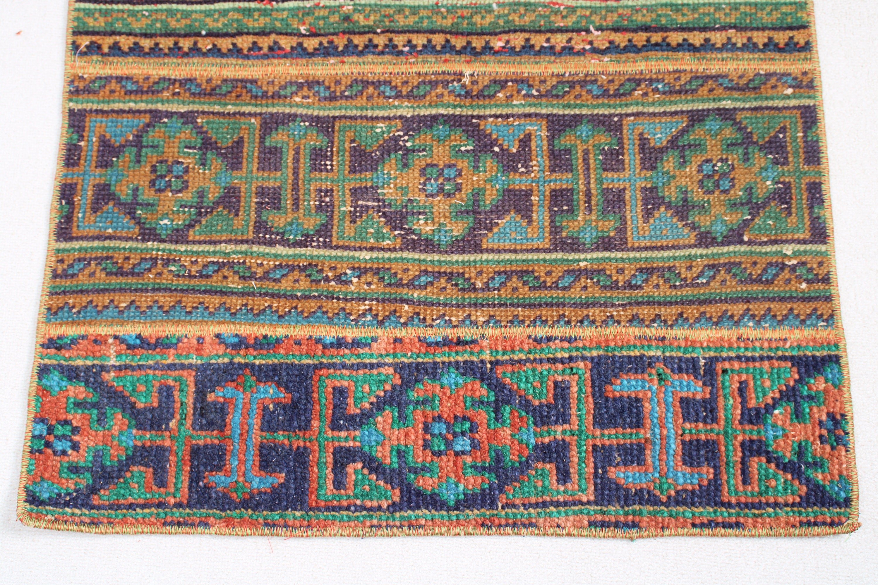 Neutral Rugs, Corridor Rugs, Vintage Rugs, Stair Rug, Turkish Rugs, Blue Floor Rug, 2.4x7.3 ft Runner Rug, Ethnic Rug, Modern Rugs